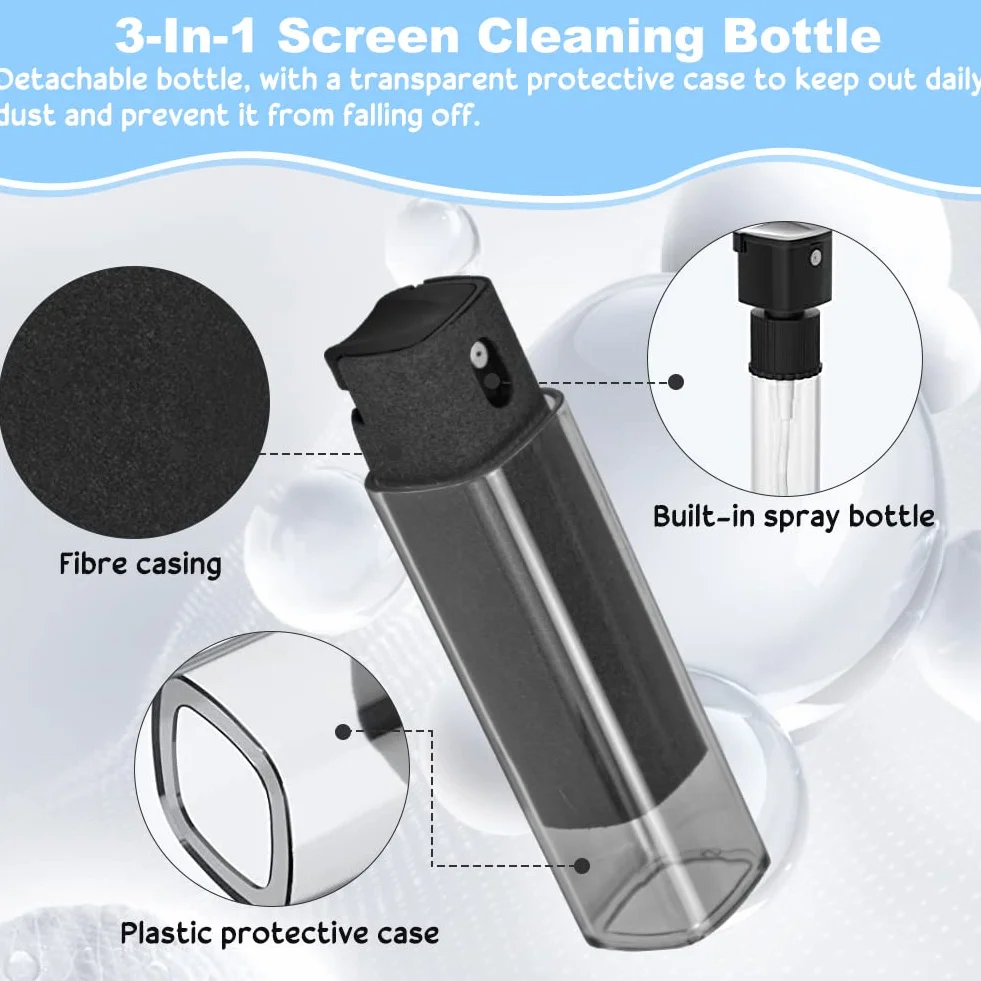 REFORUNG 2 Pz Spray 2 in 1 Ricaricabile per Gli Schermi di Telefoni 2in1 Bottiglia Spray Pulisci Schermo e Panno per Tutti i Telefoni, Tablet, Laptop,Schermo per Auto, Superficie in Vetro