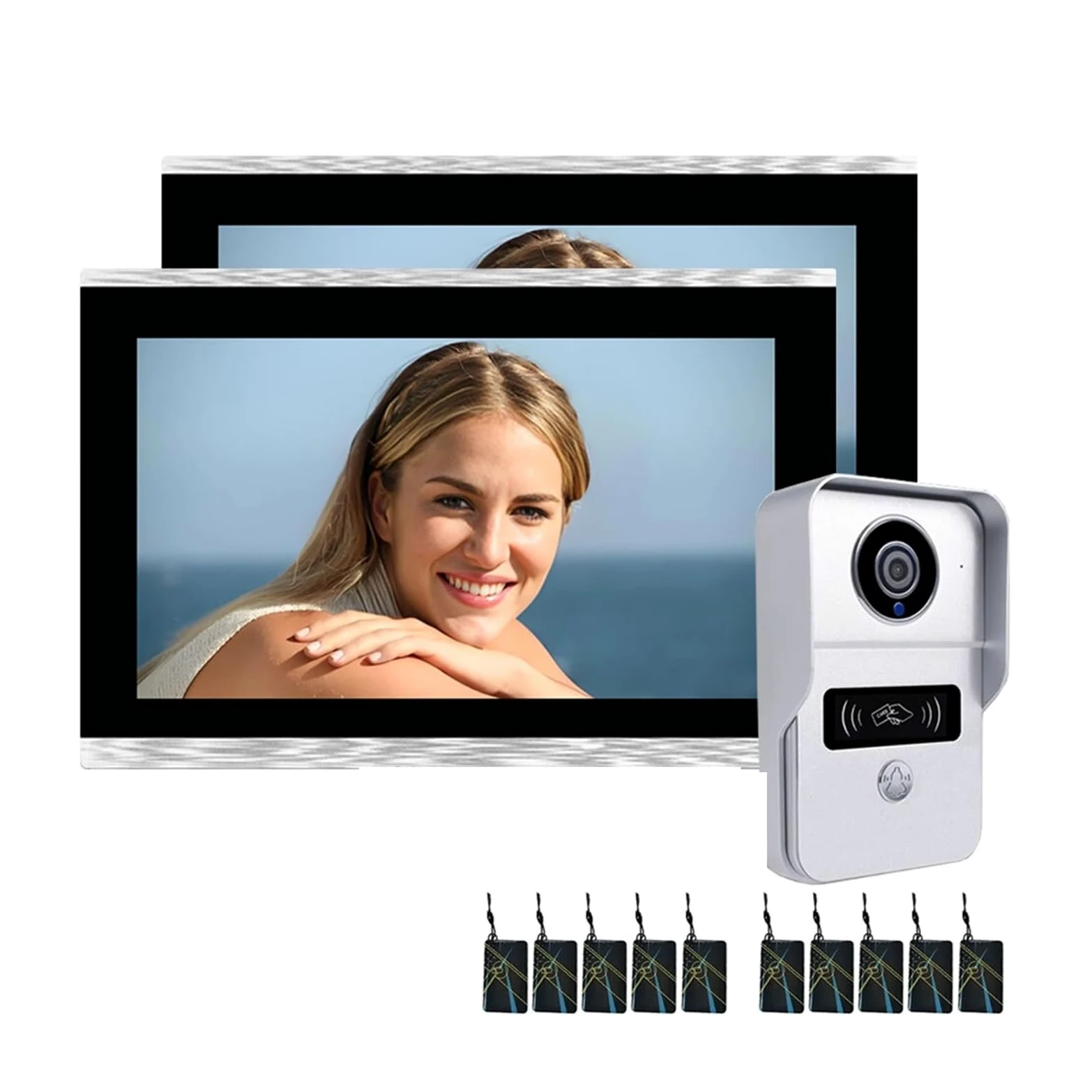 Tuya - Campanello smart video 1080P 5G WiFi a 2 fili, 25,4 cm, touch (1V1 10", argento)
