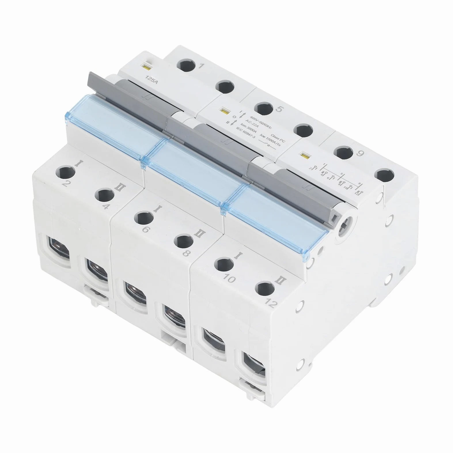 KIMISS Interruttore Automatico Sezionatore CC Solare 3P 125A 400V - Isolatore a Doppia Alimentazione per Sistemi Solari Eolici e Applicazioni di Array Fotovoltaici