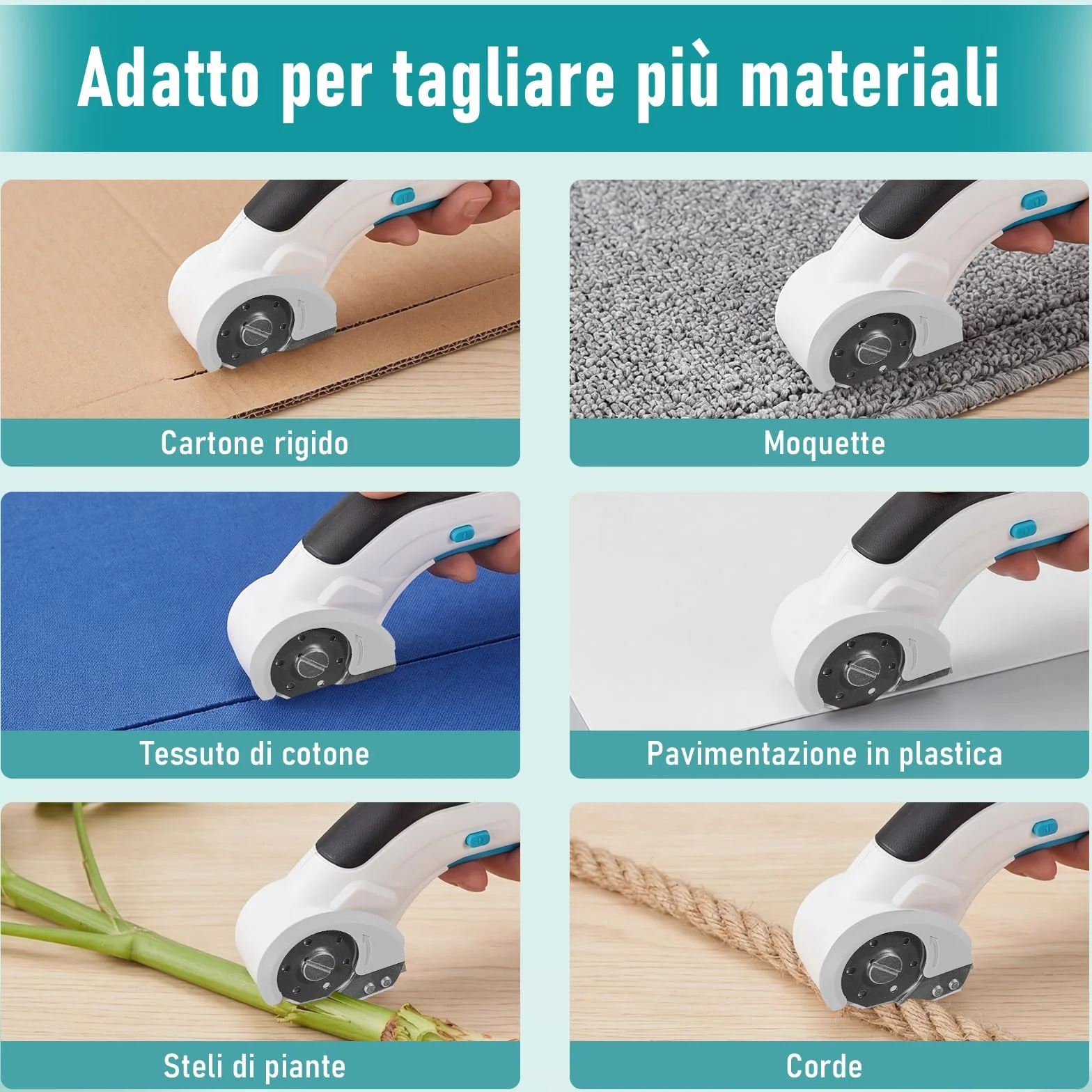 Taglierina per Cartone Elettrica 3,7 V 2000 mAh 2 Lame Autoaffilanti