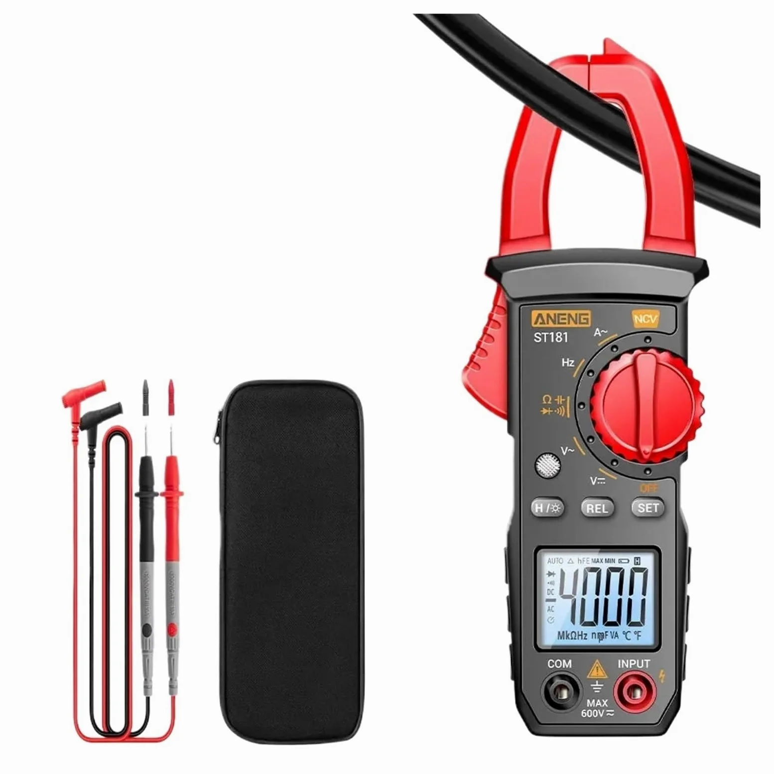 ST181 4000Counts 400A Pinza amperometrica digitale True RMS AC DC | Misura corrente AC DC e valori elettrici senza scollegare i circuiti per manutenzione e diagnosi