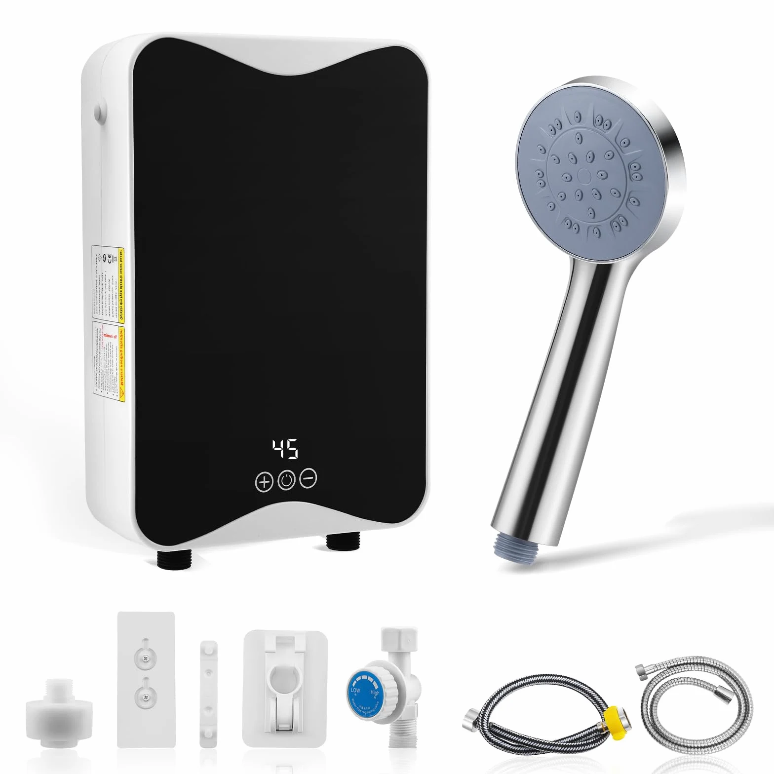 Scaldacqua elettrico 230V 5500W Scaldacqua elettrico istantaneo con indicatore di temperatura LED 30-55°C 20kW, impermeabile IPX4, mini scaldabagno per doccia, bagno, cucina