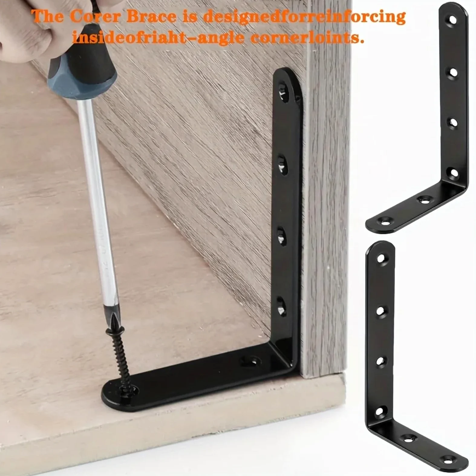 Staffe A L Supporto angolare in acciaio nero for impieghi gravosi da 5"x3" for mobili, scaffalature e finiture di(4pcs)