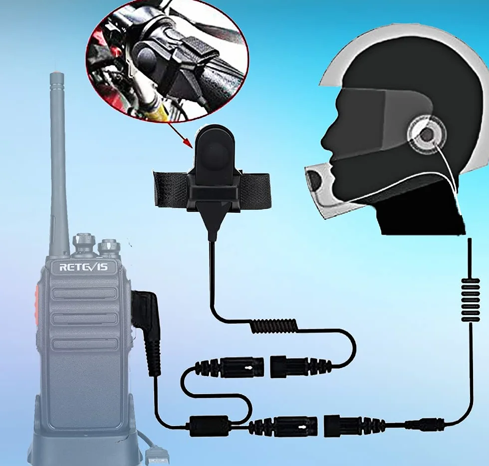 Retevis EHK010 Auricolare per Casco Moto con 2 Pin, Auricolare per Casco con Microfono, Compatibile con Radio Bidirezionale RT27 RT27 RT5R Baofeng UV5R 888S Walkie Talkie eSynic Kenwood (1 Pezzo)