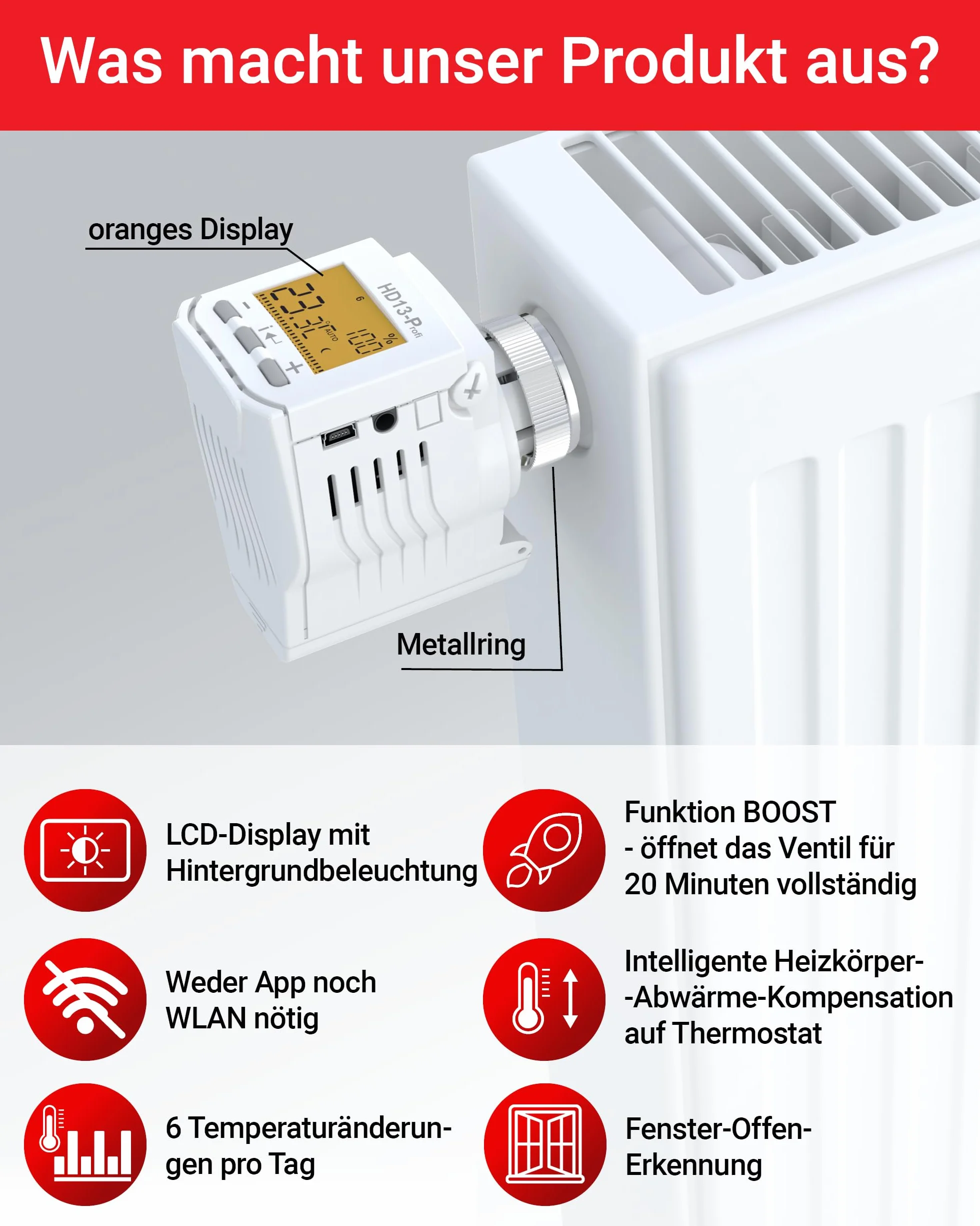 Elektrobock 175 HD13 Profi - Termostato elettronico per termosifoni da 3 a 40 °C