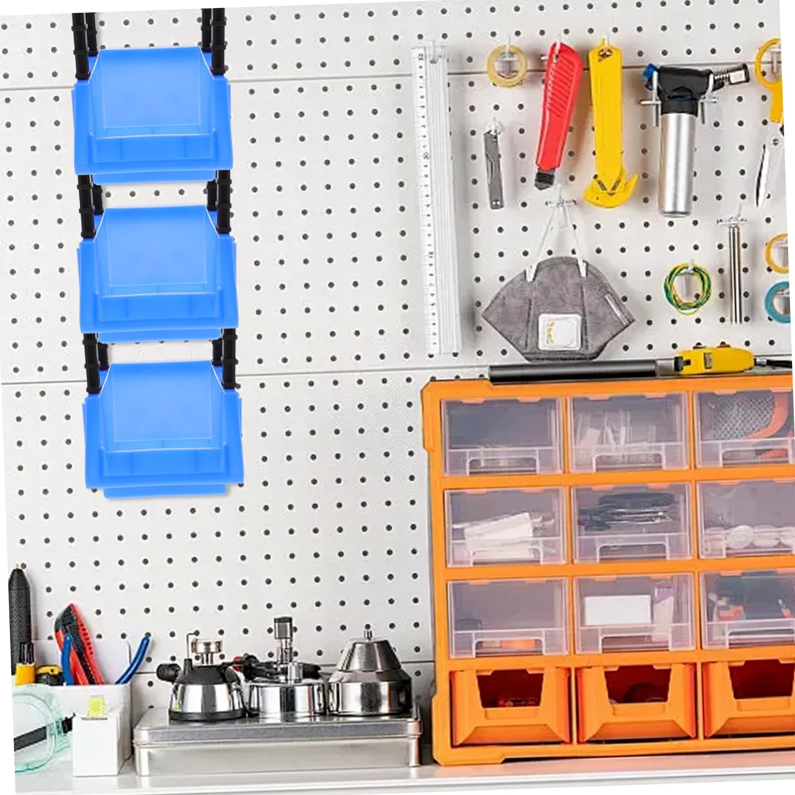 8pezzi Scatole Di Stoccaggio Per Viti e Bulloni Contenitori Organizer Per Fai Da Te e Utensili Bins Impilabili Per Garage e Casa Design Inclinato Per Accesso Facile