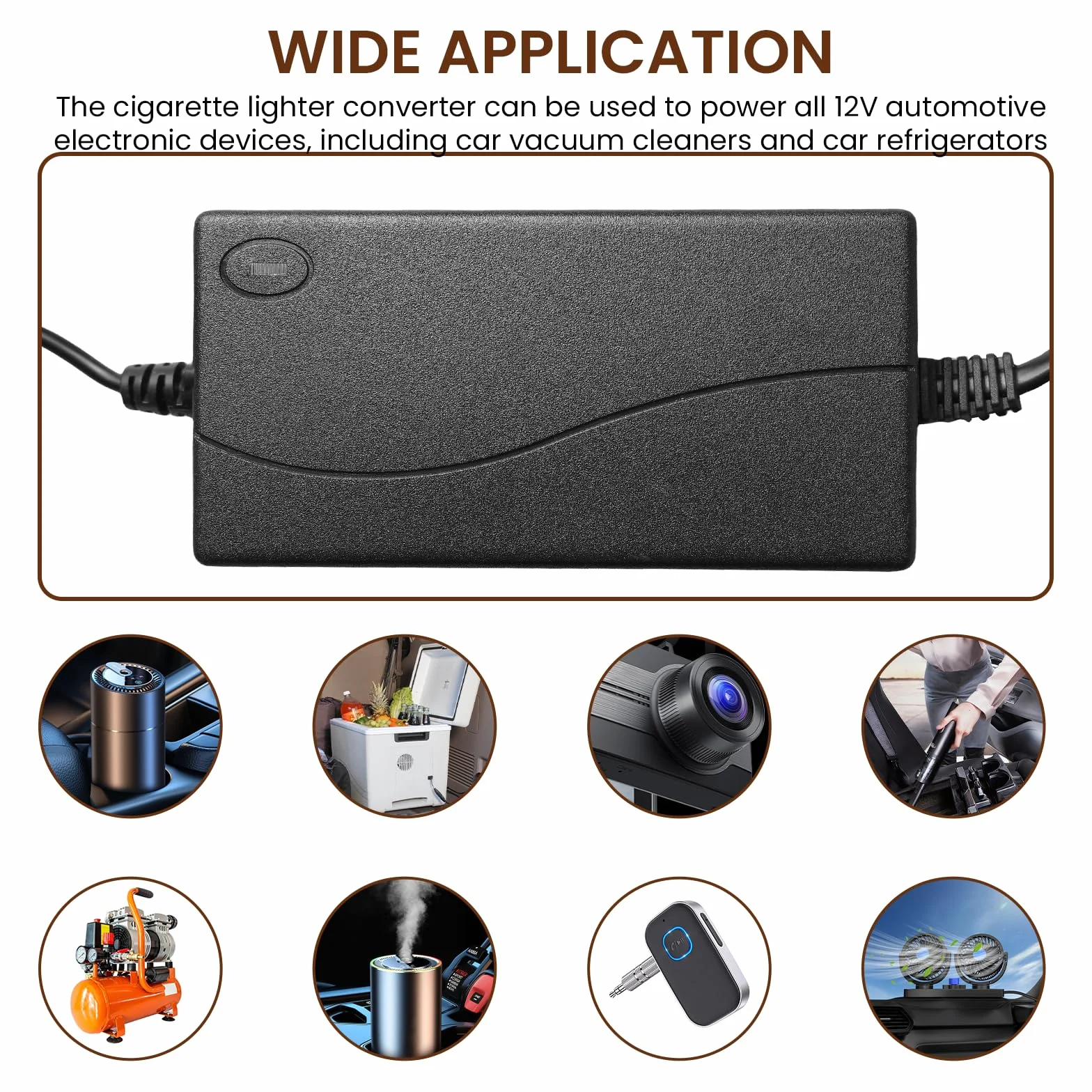 2 adattatori AC a DC Converter 220 V a 12 V, 5 A, adattatore di alimentazione per accendisigari per auto, frigorifero aspirapolvere