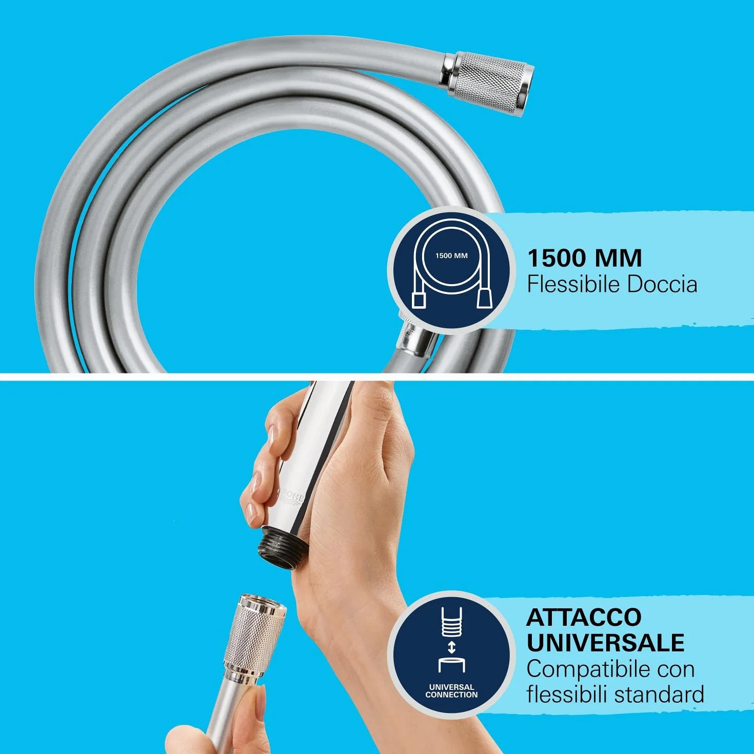 GROHE QUICKFIX VitalioFlex Trend, Flessibile doccia, 1500mm, In metallo, 28741002