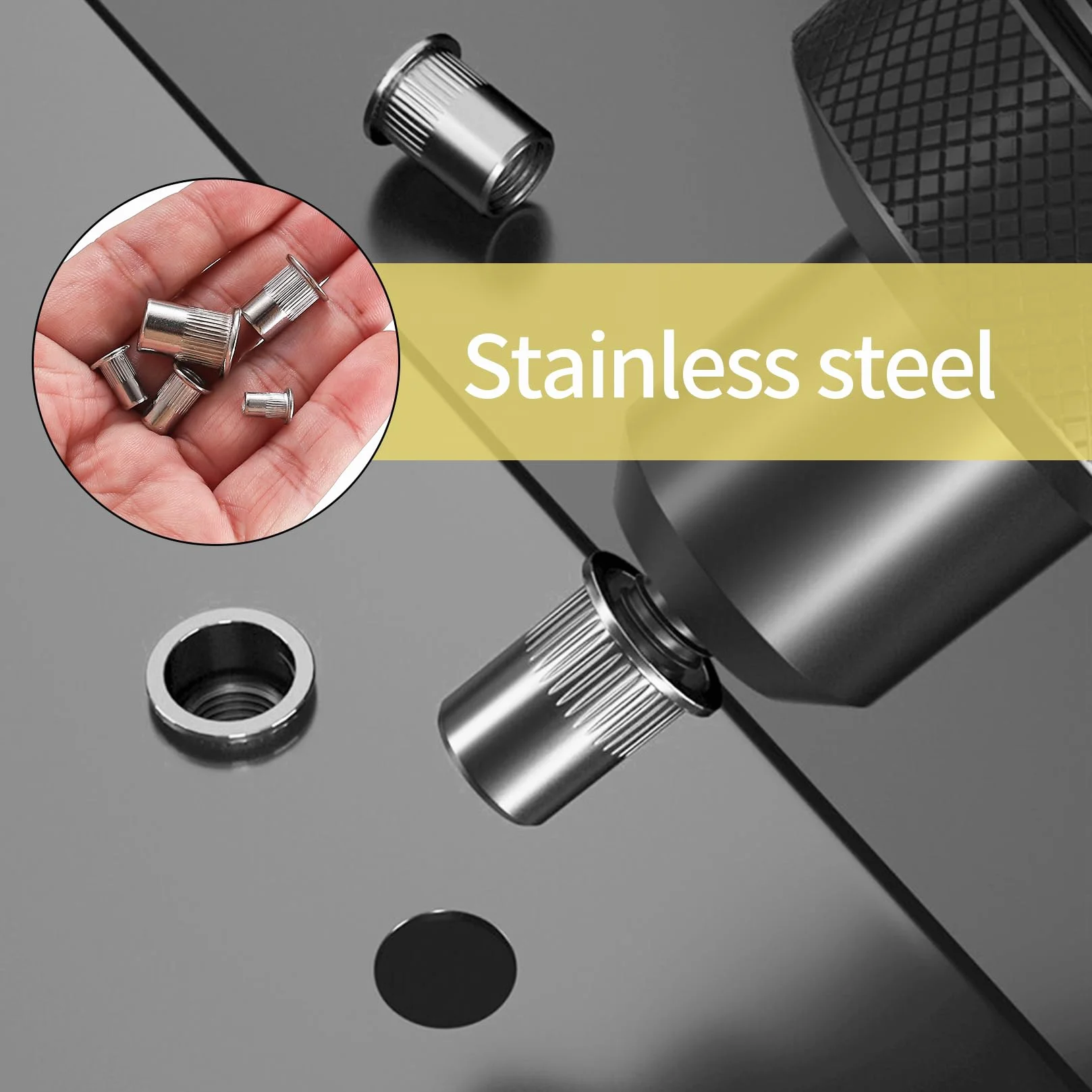 Zestaw 165 Pz Rivetti Filettati M3-M8 Nutsert Dado Rivetto Testa Piatta per Metallo