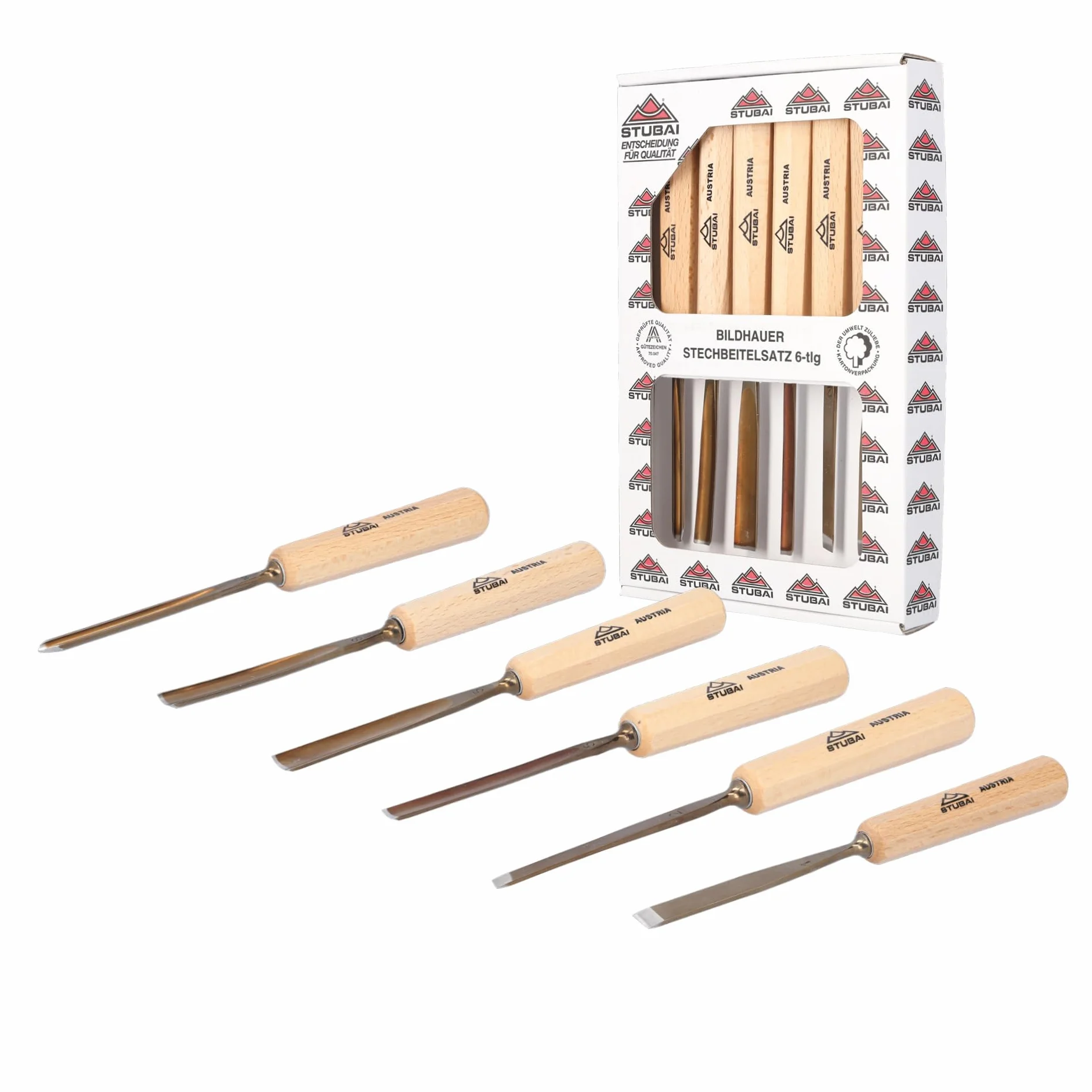 Stubai 510101 Assortimento sgorbie per scultori 6-pzi, Rosso (Rot), M, Set di 6 Pezzi