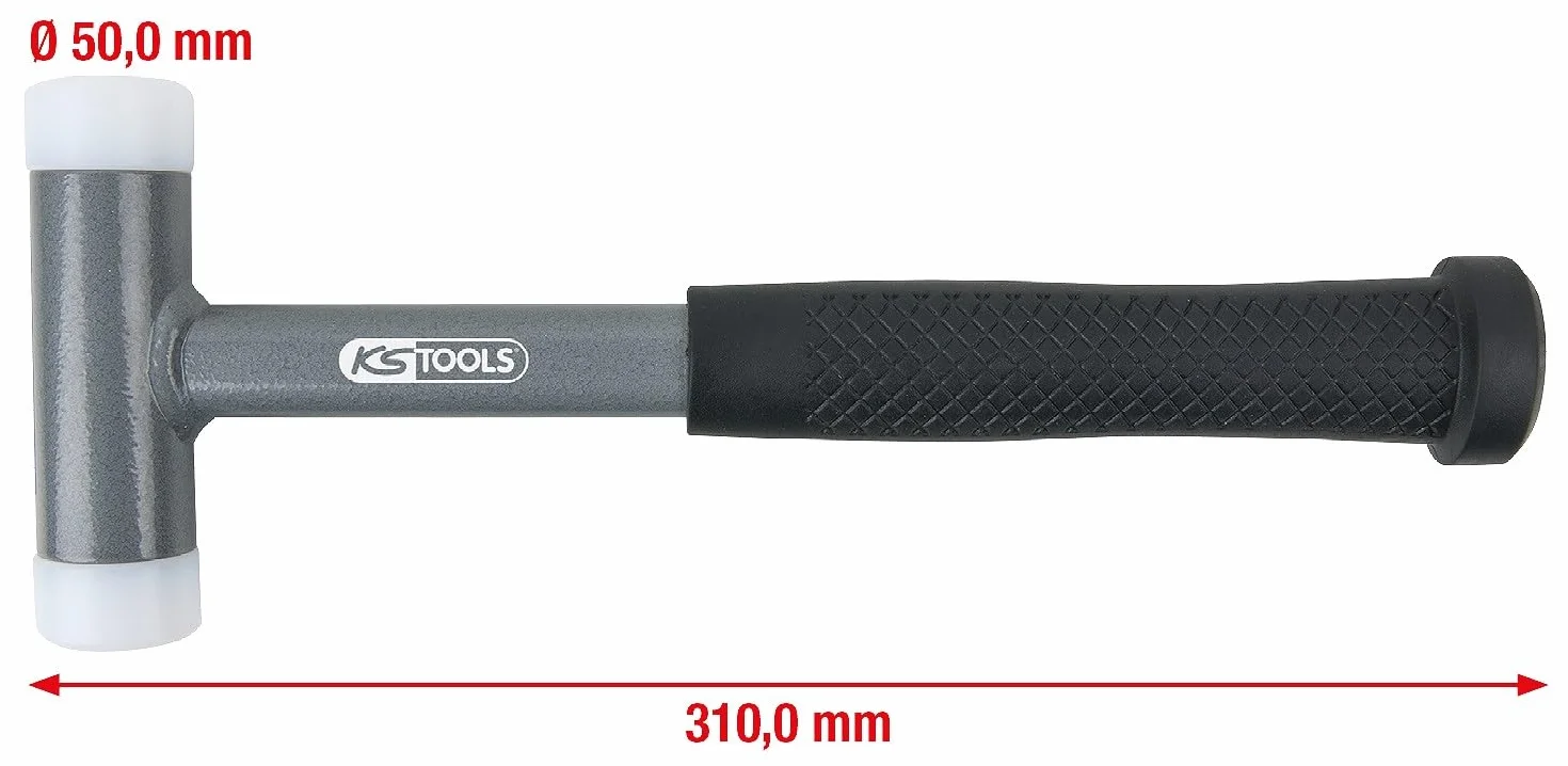 KS Tools 140.5275 Mazzuola Antirimbalzo con Manico Tubolare Acciaio Teste Intercambiabili Poliammide Antischeggia 1110 G 310 mm