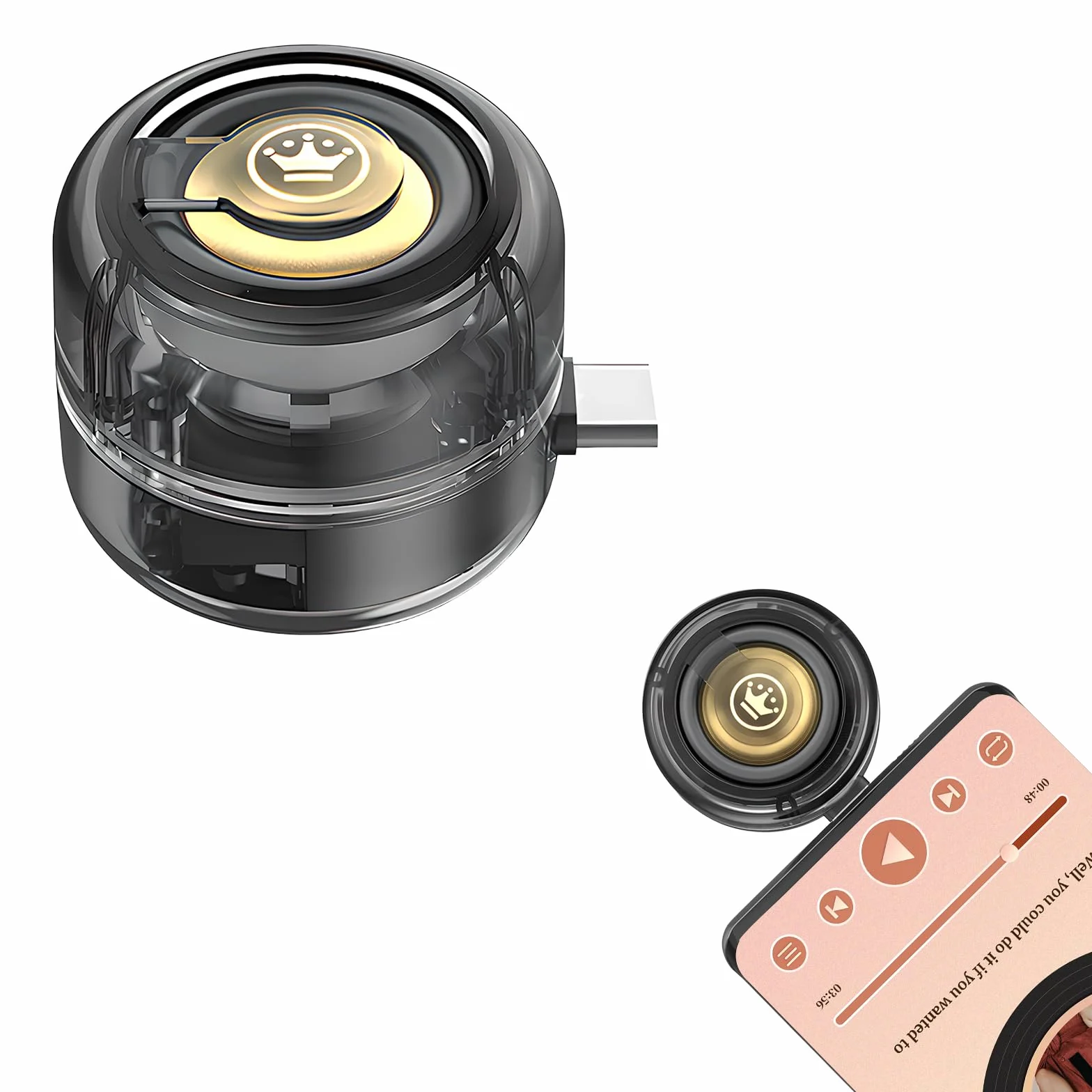 Mini Altoparlante Portatile Universale, Tipo C Plug-in Altoparlante del Telefono Cellulare, Casse Portatili Line-In Audio HD Senza Perdite Connetti Istantaneo Trasparente Nero