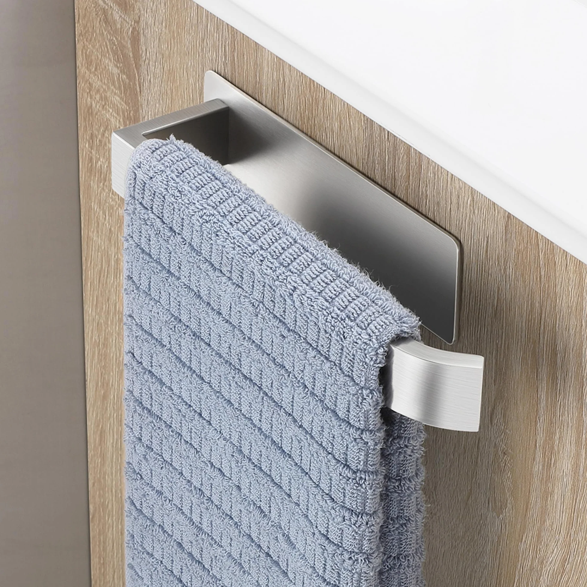 Porta Asciugamani Bagno Adesivo in Acciaio Inox 304 22CM Senza Foratura Spazzolato Argento