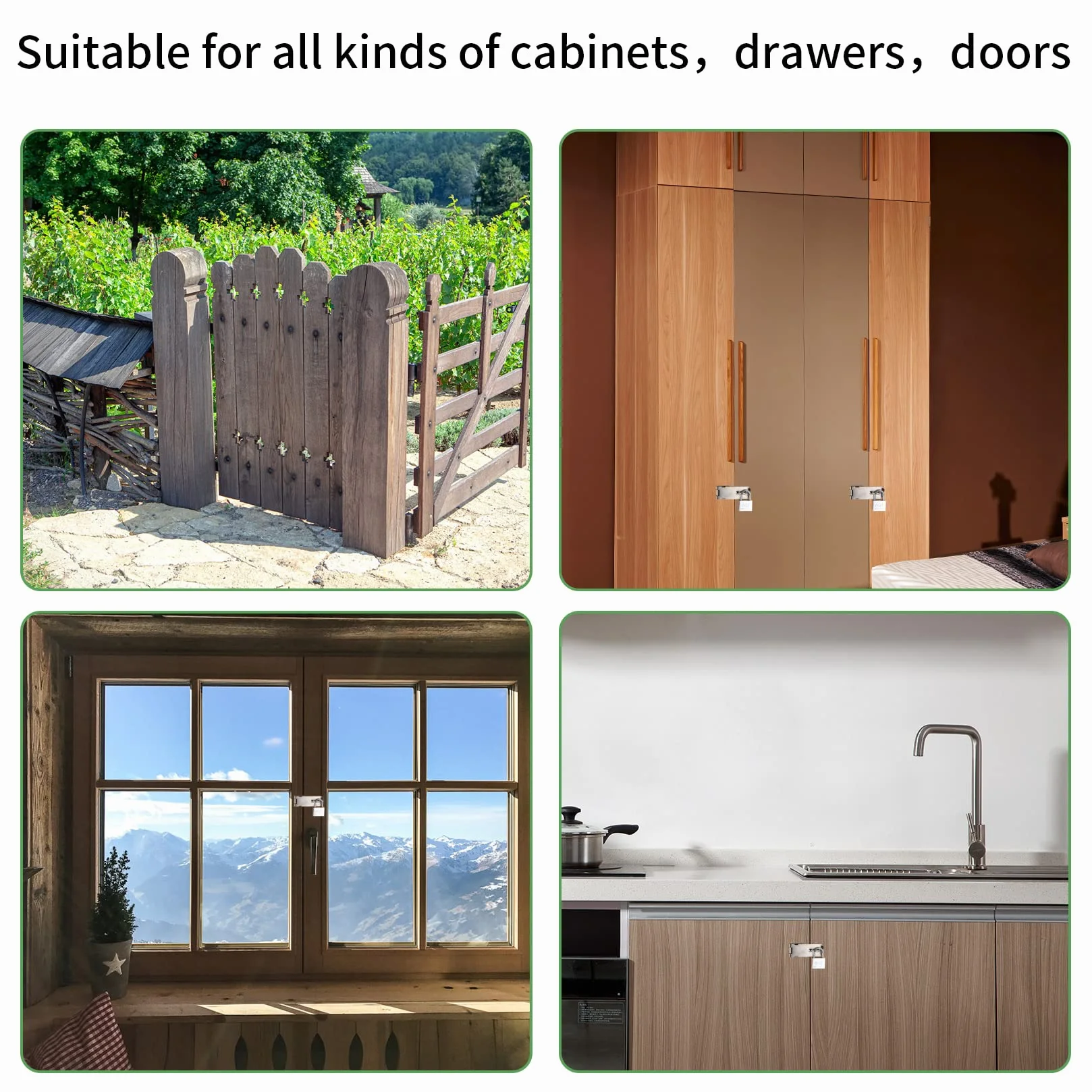 Lucchetto con Chiusura a Viti in Acciaio Inox per Porta di Giardino, Armadio, Cassetto e Cancello