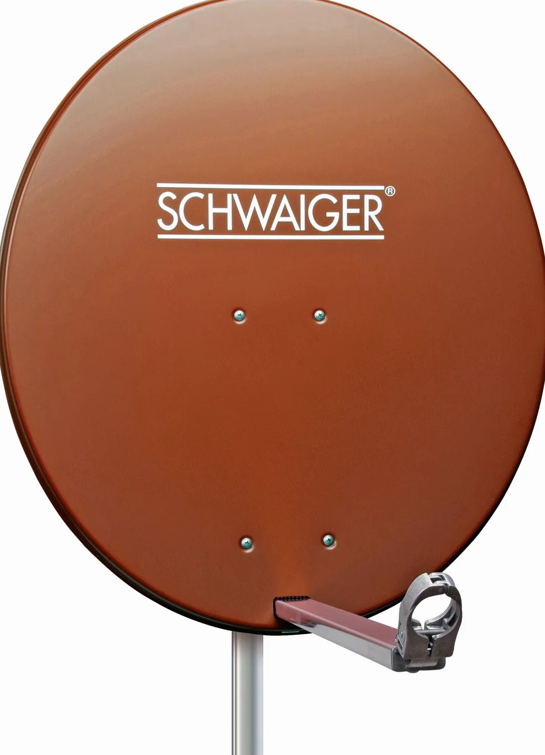 SCHWAIGER 555 Sistema SAT Set satellitare Parabola Quad LNB digitale 8x F-plug 7mm Antenna SAT in alluminio Set completo Mattone rosso 74,5 x 84,5 cm