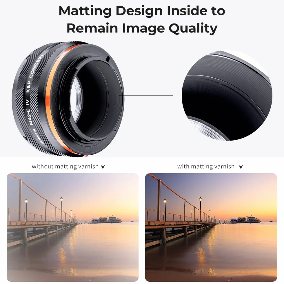 K&F CONCEPT Lente Mount Adattatore M42-NEX IV Manuale Fuoco: Compatibile con M42 Lente a Compatibile con Sony E Mount Corpo Fotocamera
