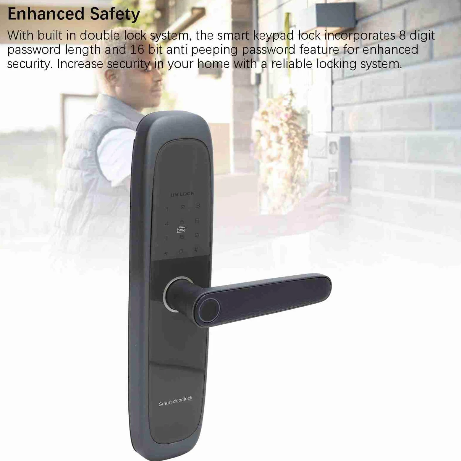 Serratura con Maniglia Digitale per Ingresso Senza Chiave, Controllo Abilitato WiFi, Impronta Digitale, Codice PIN, Tessera, Accesso di Emergenza per L'app (5050)