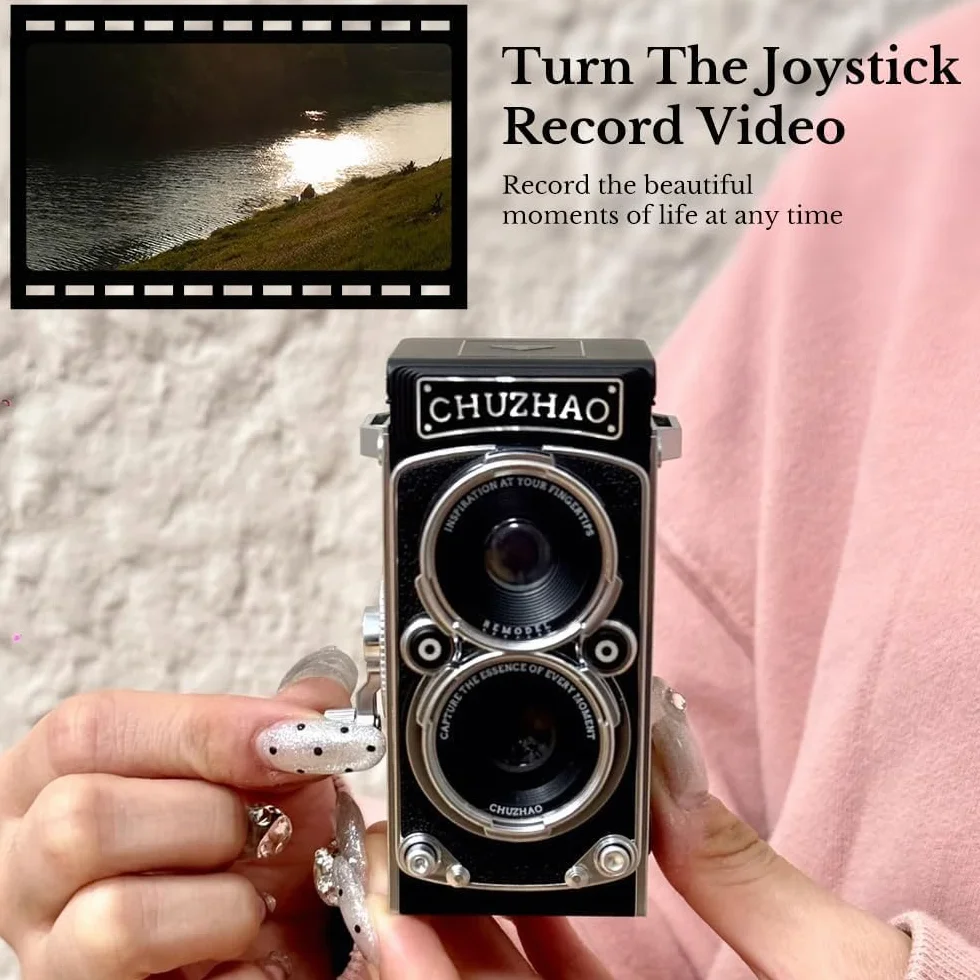 CHUZHAO - Mini fotocamera digitale TLR stile retrò con scheda da 16 GB, autofocus 12 MP 1080p FHD per vlogging, per principianti, adolescenti e adulti, videocamera tascabile portatile vintage