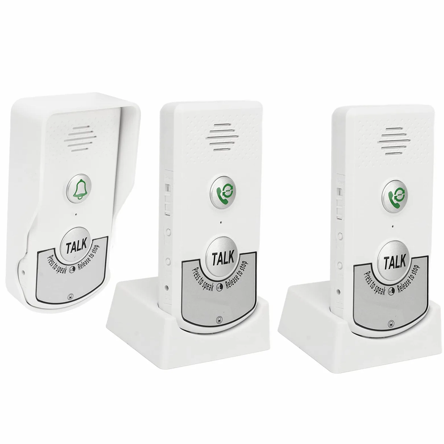 Tonysa Campanello Citofonico Senza Fili, 1000M, con 1 Campanello Esterno e 2 Interni, Vocale Intelligente, 2000mAh, IP54, Bianco
