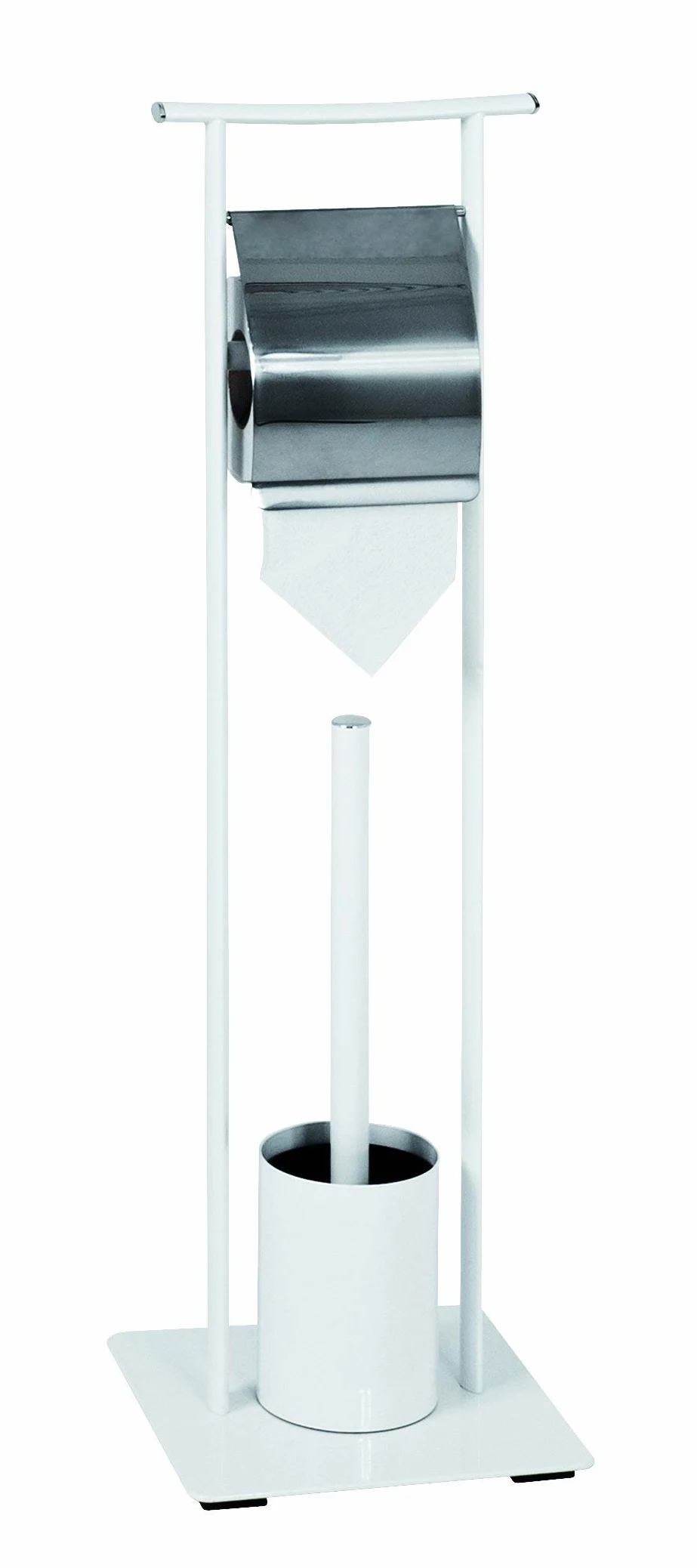 HAKU Set per WC cromo, bianco, metallo - Dim. L 20 cm x A 69 cm x P 20 cm, Stile Moderno