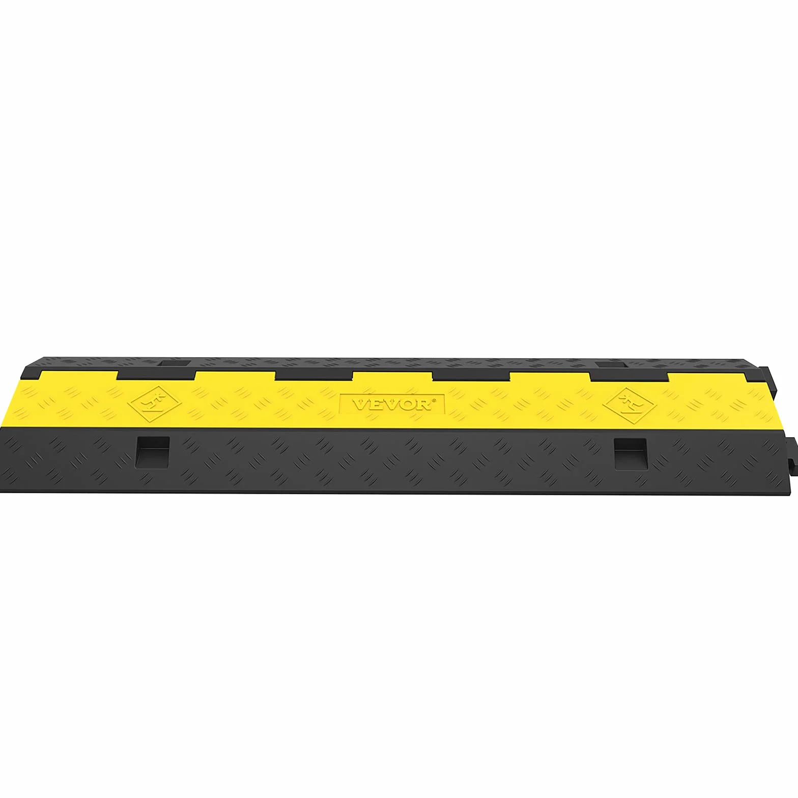 VEVOR Rampa Modulare per Condotto 2 Canale, Protezione Cavo in Gomma e PVC Carico 4.989 kg, 4 Pezzi Nero Giallo