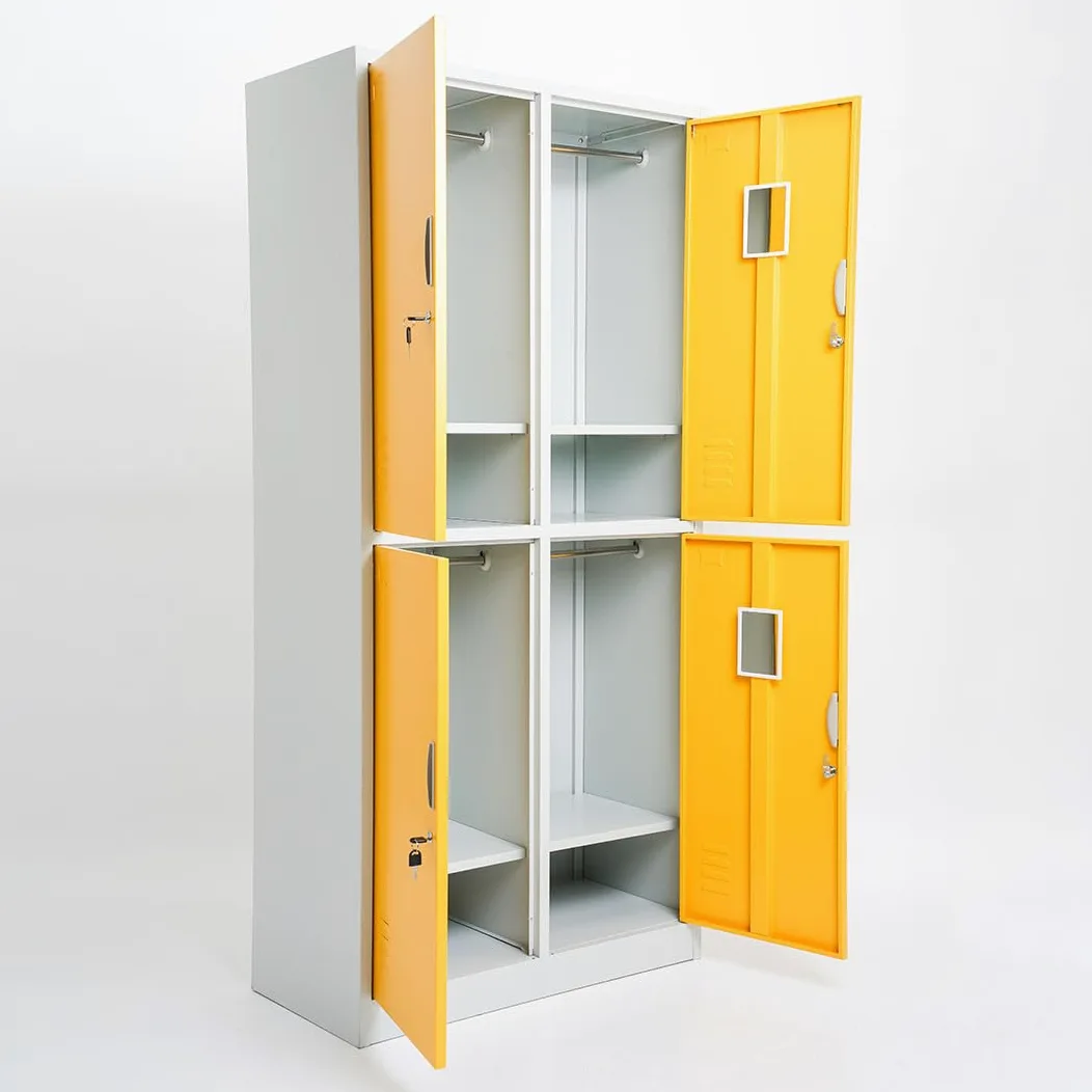 ARMADIETTI SPOGLIATOIO IN METALLO 85X180X42-4 ANTE SOVRAPPOSTE GRIGIO BLU ARANCIONE GIALLO VERDE - Giallo