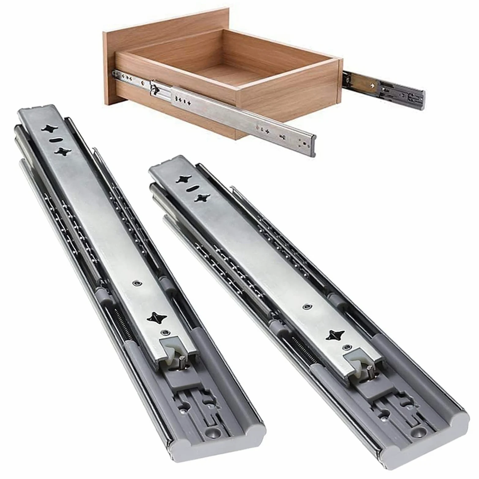 V3VOGUE Guide Scorrevoli per Cassetti Soft Closing, Acciaio Guide Telescopiche per Industriali Pesanti, 1 Paio 30-80cm, Portata 100kg, Guide A Estensione Totale A 3 Sezione