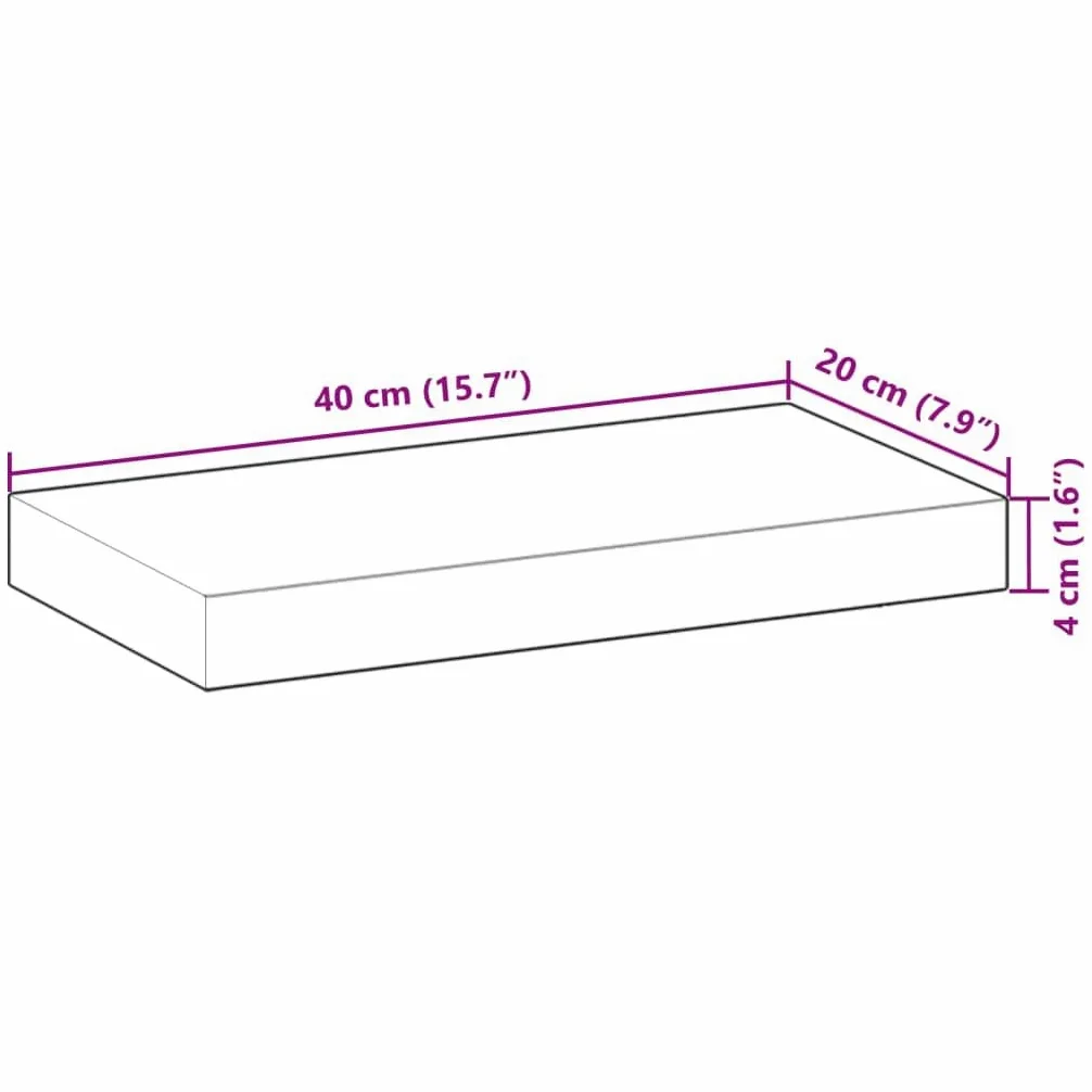 Set di 2 mensole da parete, 40 x 20 x 4 cm, in legno massello di acacia, trattato ad olio, versatile, per soggiorno, cucina, bagno, camera da letto, ufficio, decorazione