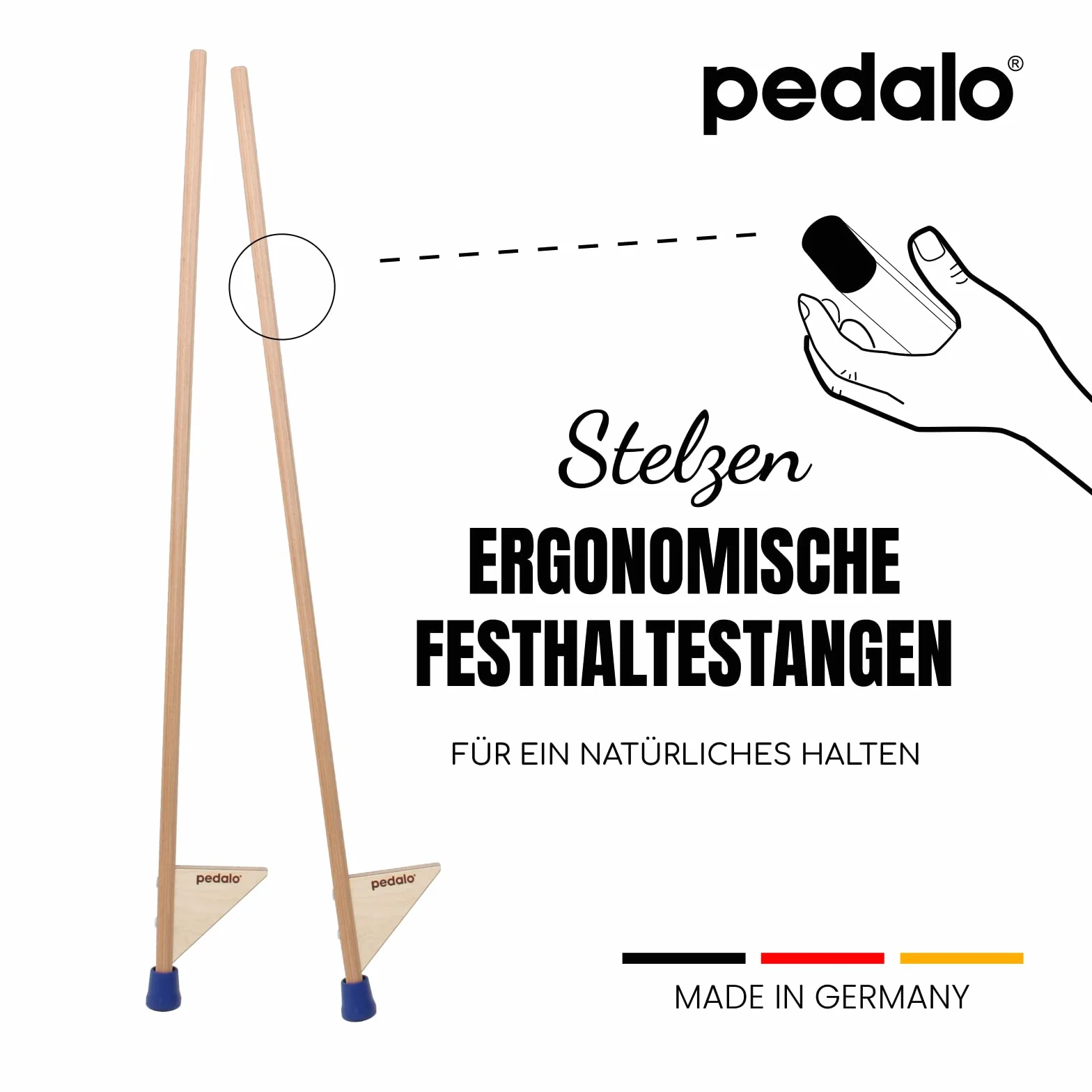Pedalo Trampoli 118 cm Regolabili Gambi Legno Antiscivolo Gomma