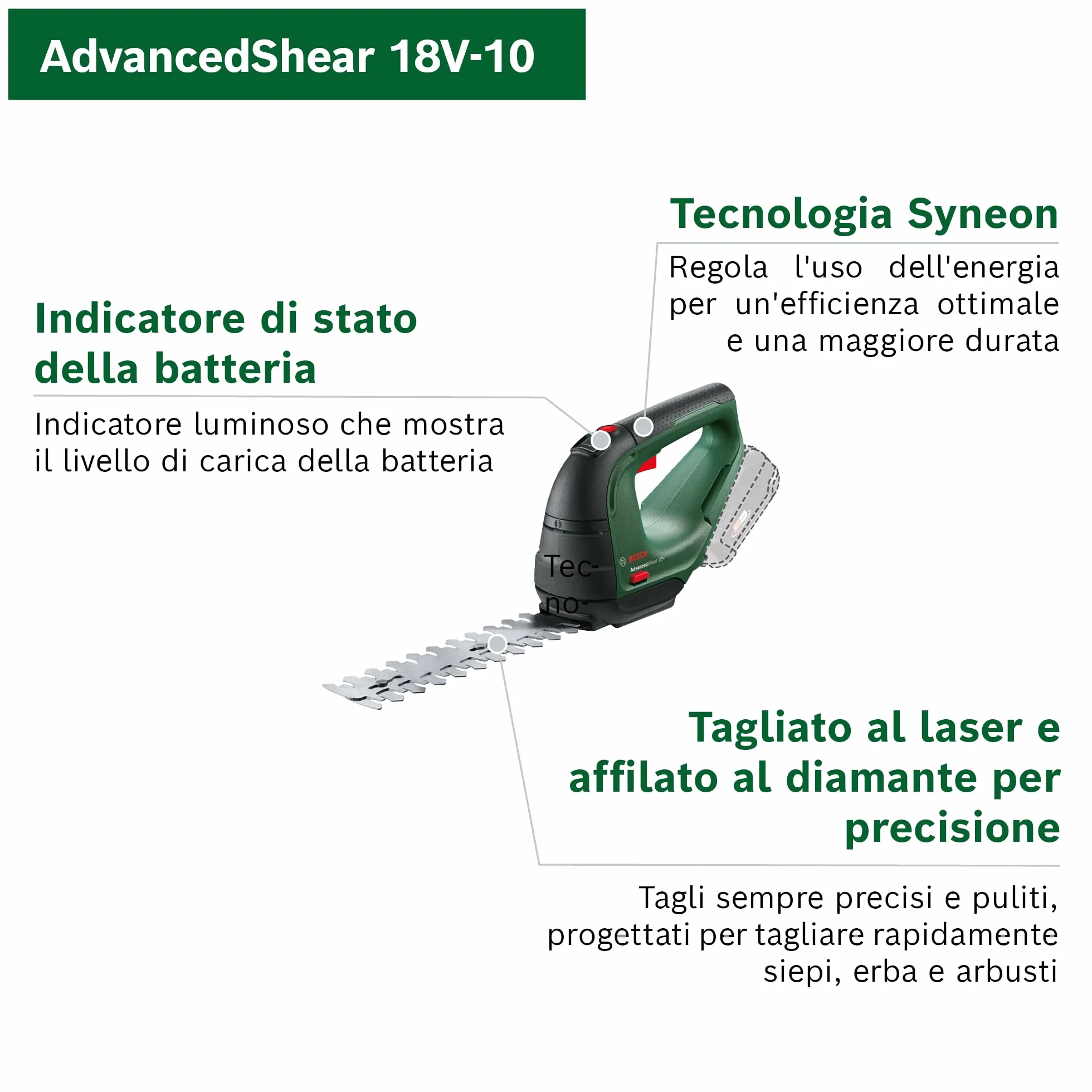 Bosch AdvancedShear 18V-10 Cesoia per erba a batteria 18V 85 m² lame rifilasiepi e erba