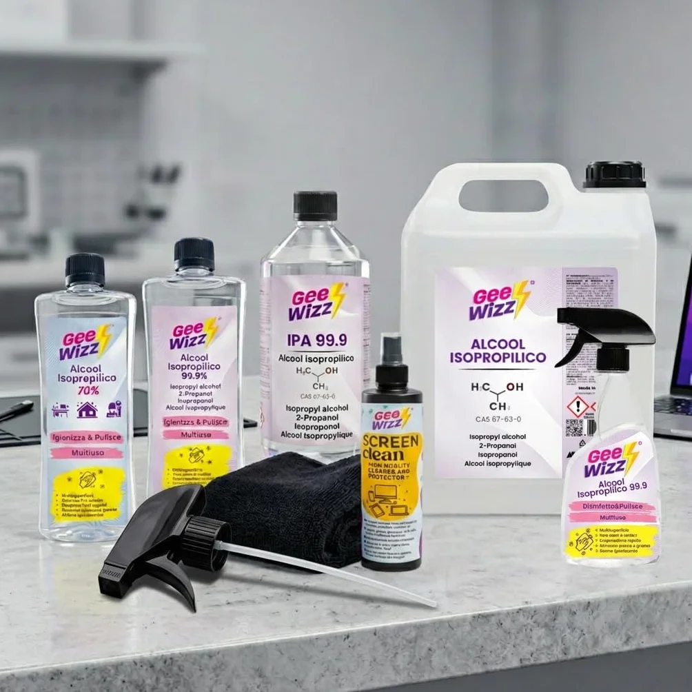 Gee-Wizz Screen Clean - Kit 250 ml Spray Pulisci Schermo con Panno Microfibra - Detergente Per Tutti Tipi di Schermo, Display, Monitor di Tutti i Dispositivi. Senza striature e Anti-Polvere