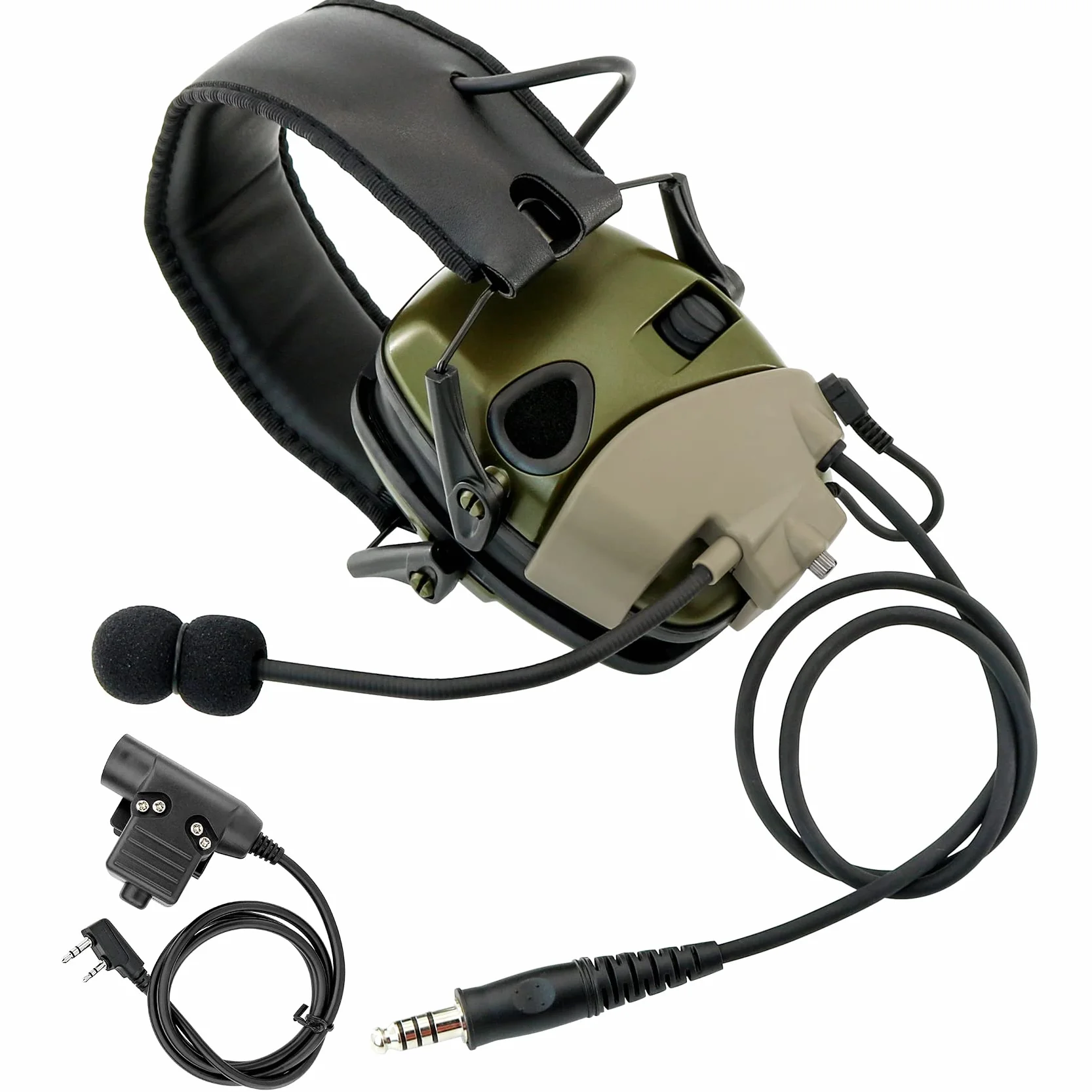Microfono e PTT per cuffie Howard Leight Impact Sport con cancellazione del rumore Airsoft (Tan)