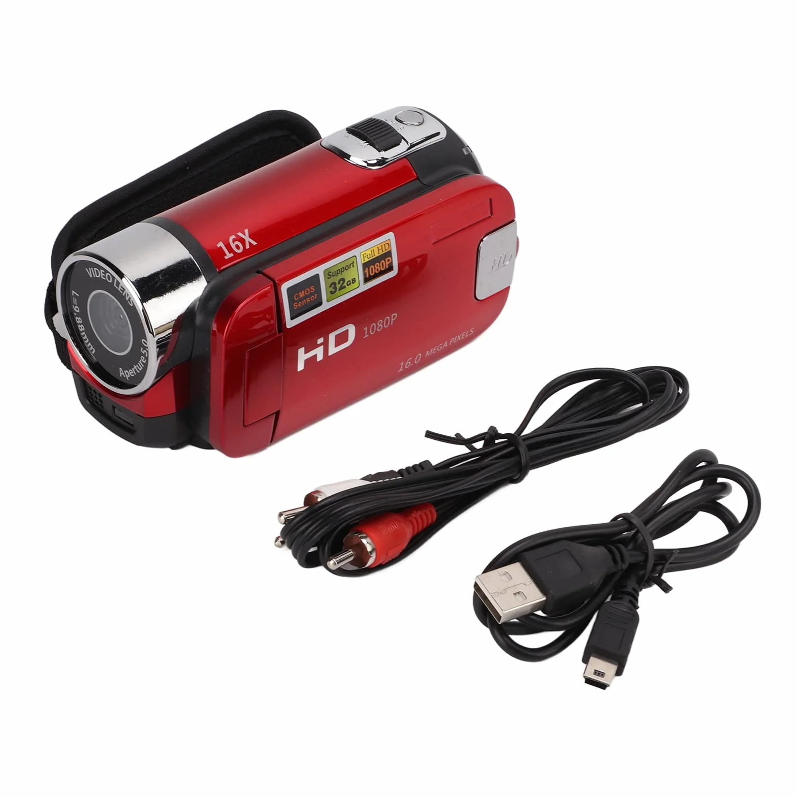 Greensen Videocamera Digitale 4K 48MP, Videoregistratore con Zoom Digitale 16X Videocamera con Schermo Rotante a 270° da 2,7 Pollici per Principianti e Bambini (rosso)