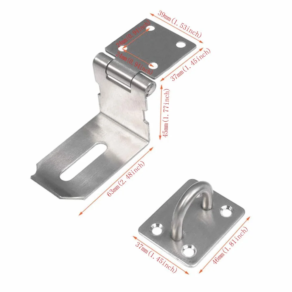 Scrocco Hasp per Porta a 90 Gradi, Chiusura a Scatto in Acciaio Inox Nichel Satinato per Porte Scorrevoli e Da Fienile