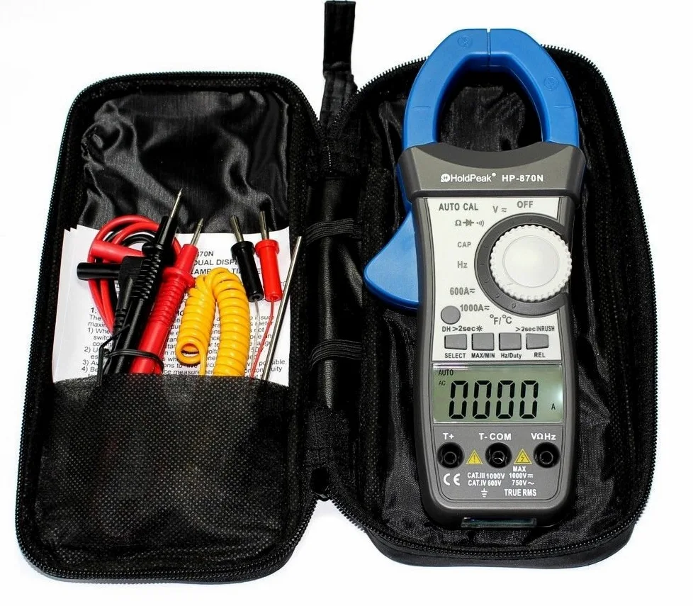 HoldPeak HP-870N Pinza Amperometrica True RMS Autorange CA/CC fino a 1000A Tensione 1000V Temperatura Frequenza Capacità