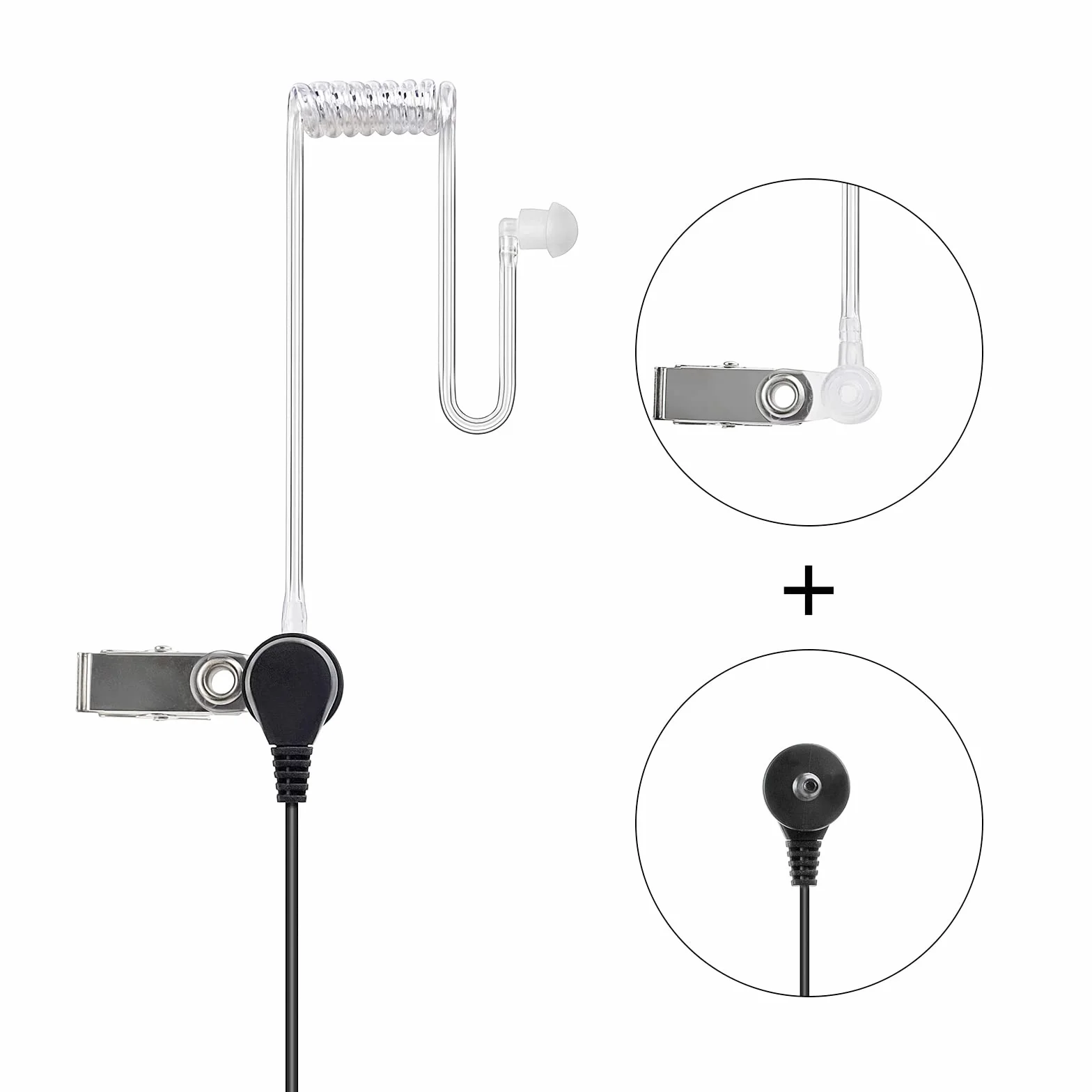 UAYESOK Auricolare radio a 2 pin con microfono PTT e auricolari morbidi per Midland G7 G7PRO G8 G9 G5 G6 XT60 XT70 M24 M48 GXT550 GXT650 Alan39 Alan42 PMR446