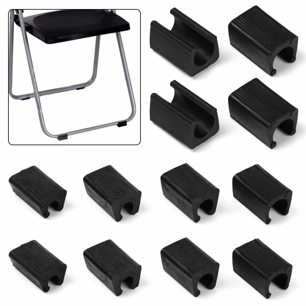 Piedini per sedia in plastica a forma di U, diametro 12 mm, nero