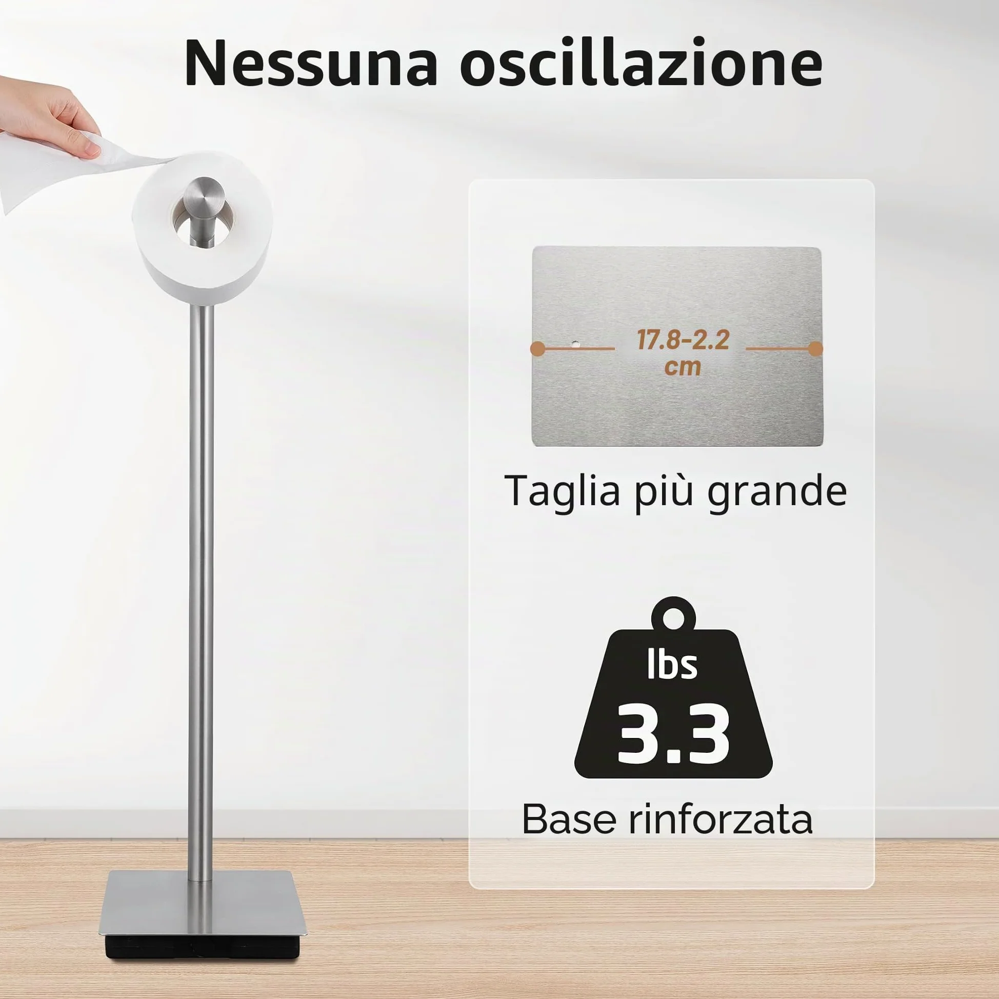 KES Porta Carta Igienica Autoportante Supporto per Bagno Porta Carta Igienica Acciaio Inossidabile Acciaio Spazzolato, BPH286S1A-2 | Base ponderata in acciaio inox SUS304, finitura spazzolata, BPH286S1A-2