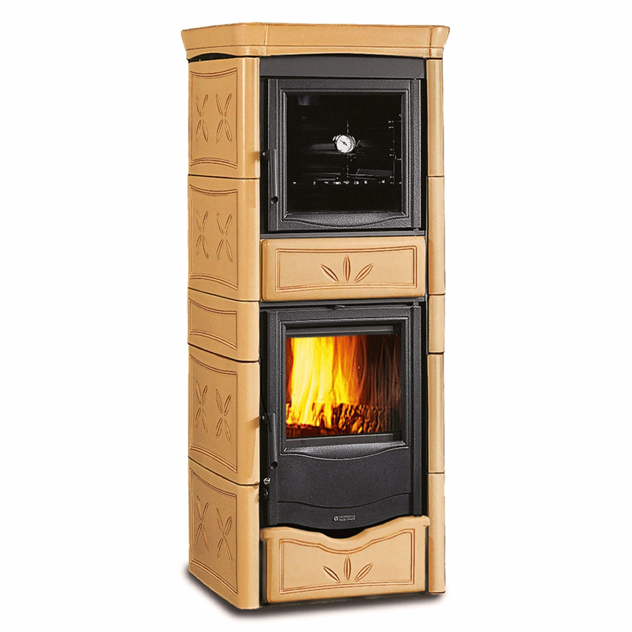 La Nordica - Stufa a Legna Nicoletta con Forno Evo Finitura Maiolica Cappuccino da 58,7cm