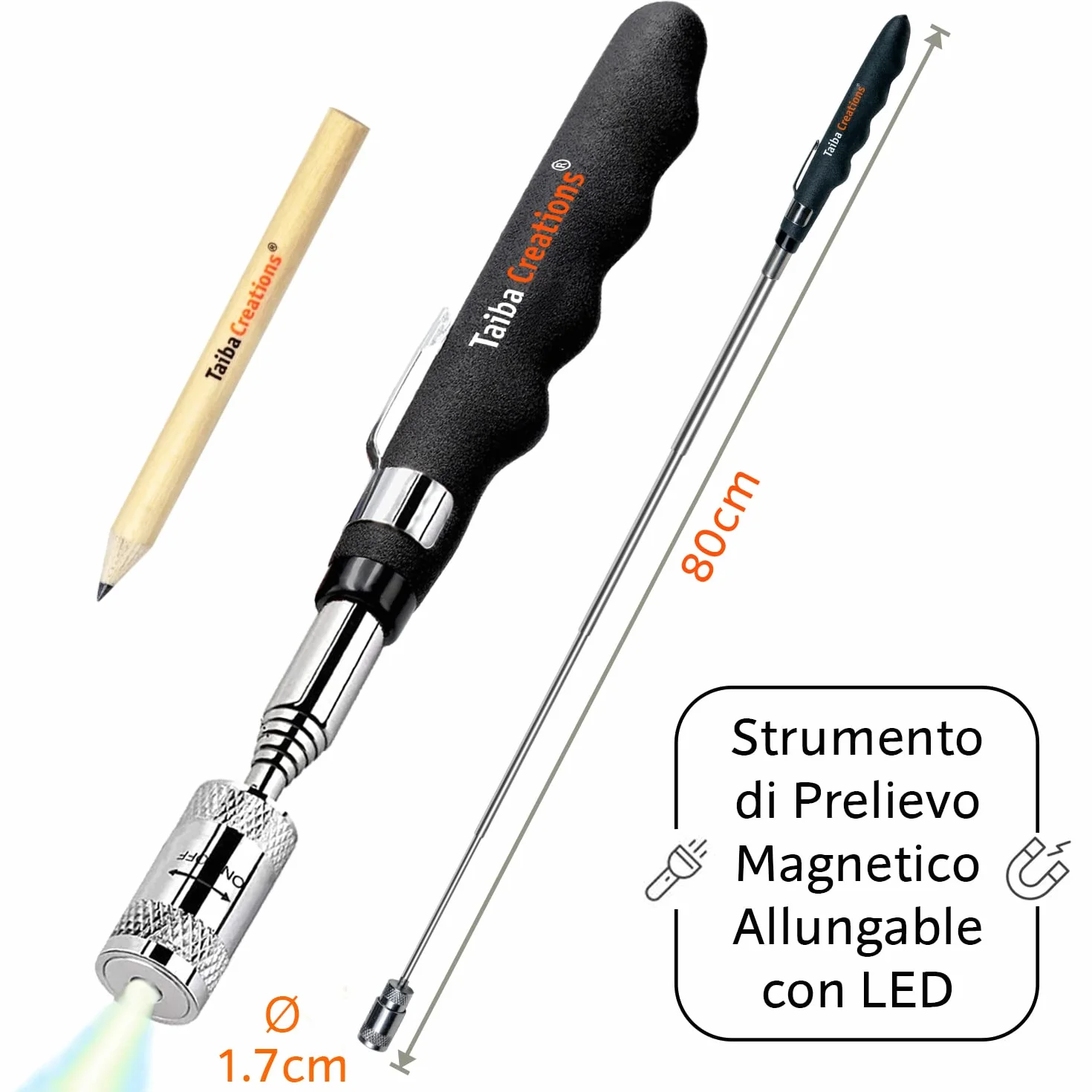 Bracciale Magnetico Artigiano con Stick Magnetico e Matita per Viti e Chiodi, Regalo Uomo
