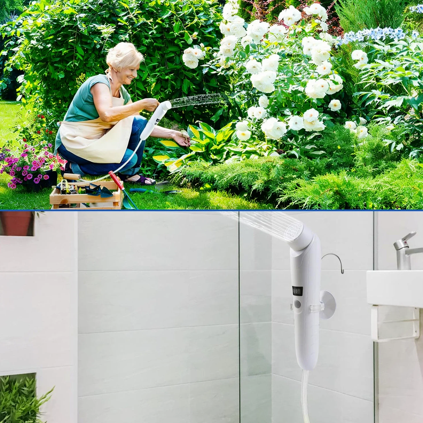 Bidet elettrico portatile da viaggio, per doccia intima, letto settimanale e escursioni all'aperto, per donne, uomini e bambini (bianco con serbatoio dell'acqua)