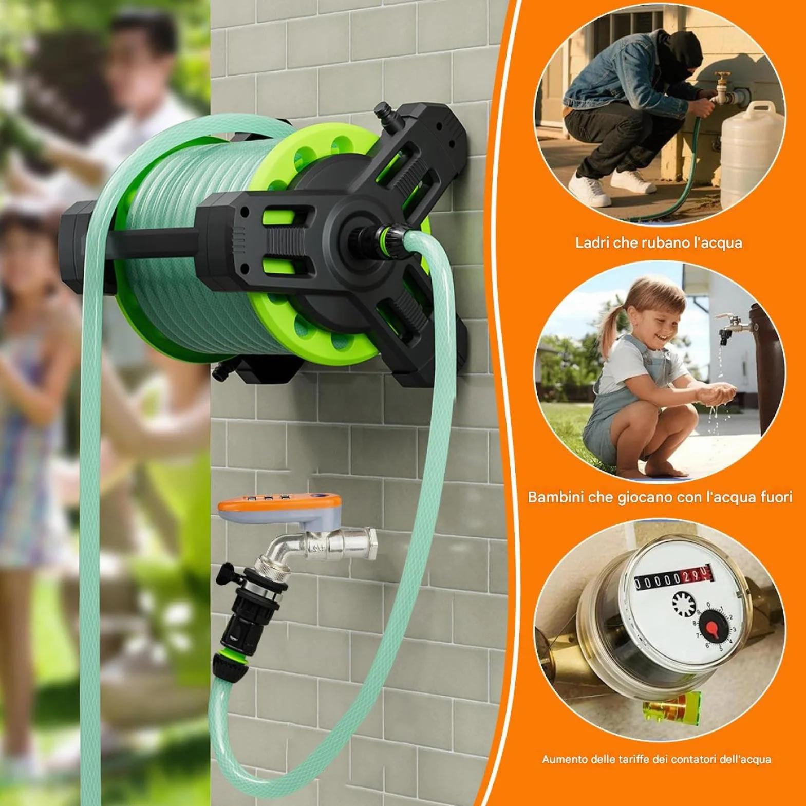 Bavaglino per tubo da esterno con chiusura a combinazione, meccanismo di controllo del flusso del giardino