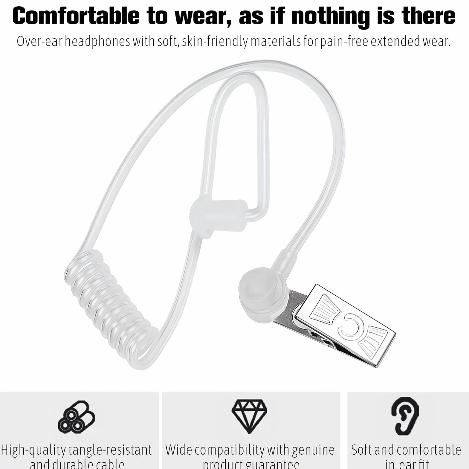 1 PCS Auricolari Walkie Talkie Con Microfono Con Pulsante Ptt, Cuffie Sicurezza Acustiche Invisibili per Radio Bidirezionali, Compatibili Con Radio Ricetrasmittenti, Ideali per Ambienti Rumorosi