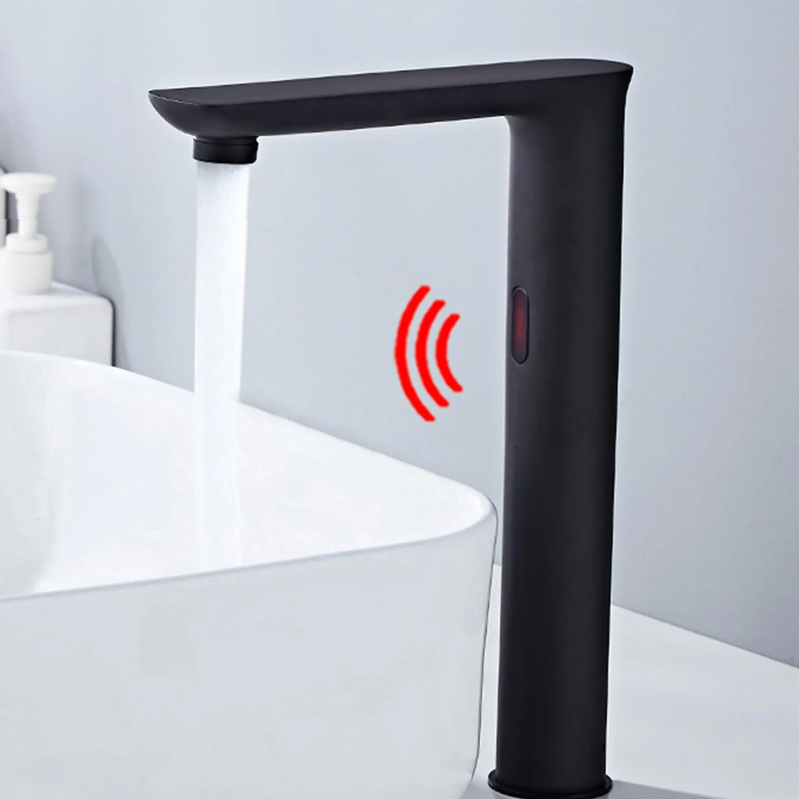 Rubinetto Sensore Bagno Spazzolato Miscelatore Lavabo Alto Automatico con Sensore a Infrarossi