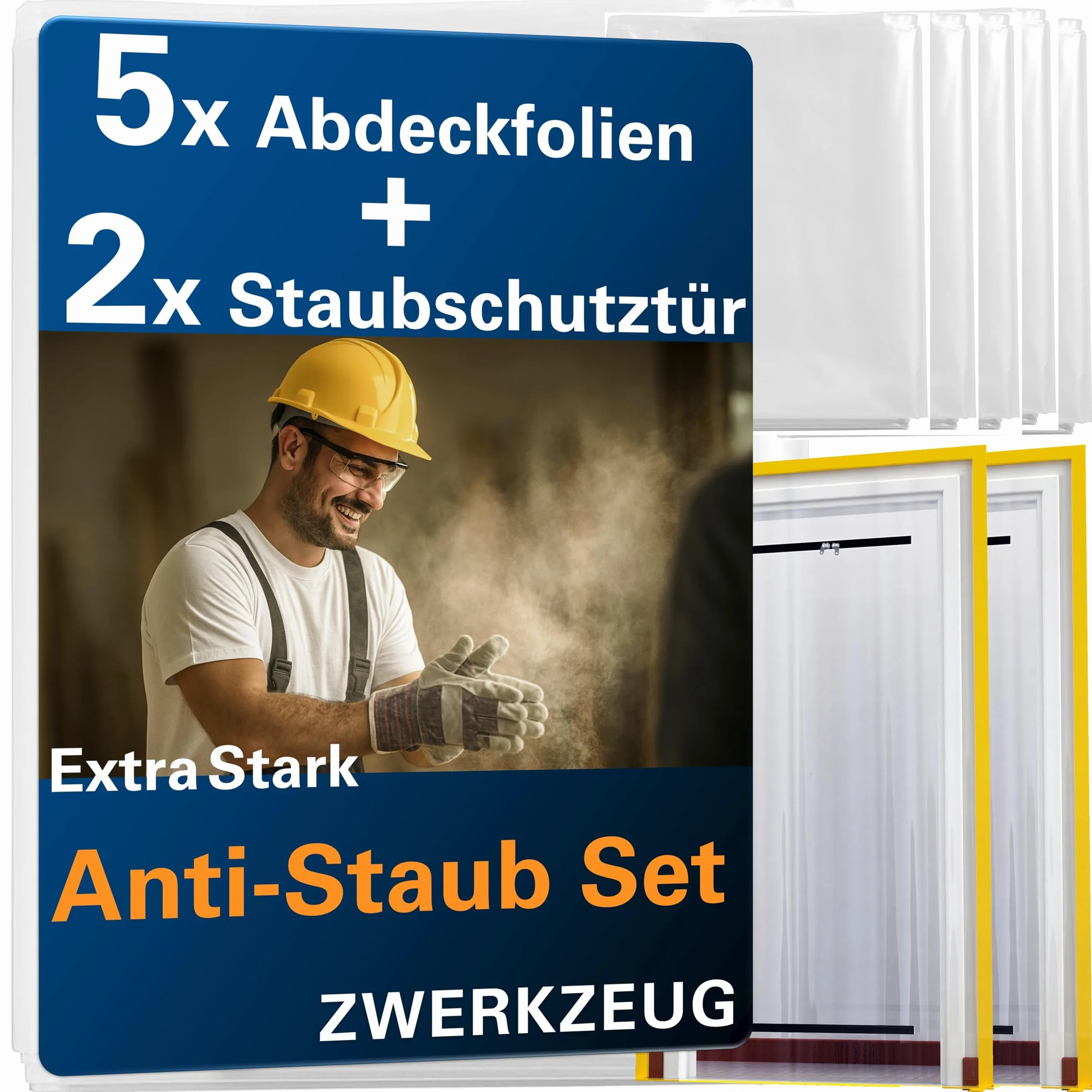 Set 2 porte antipolvere 100 micron impermeabile con chiusura lampo 5 teloni protettivi