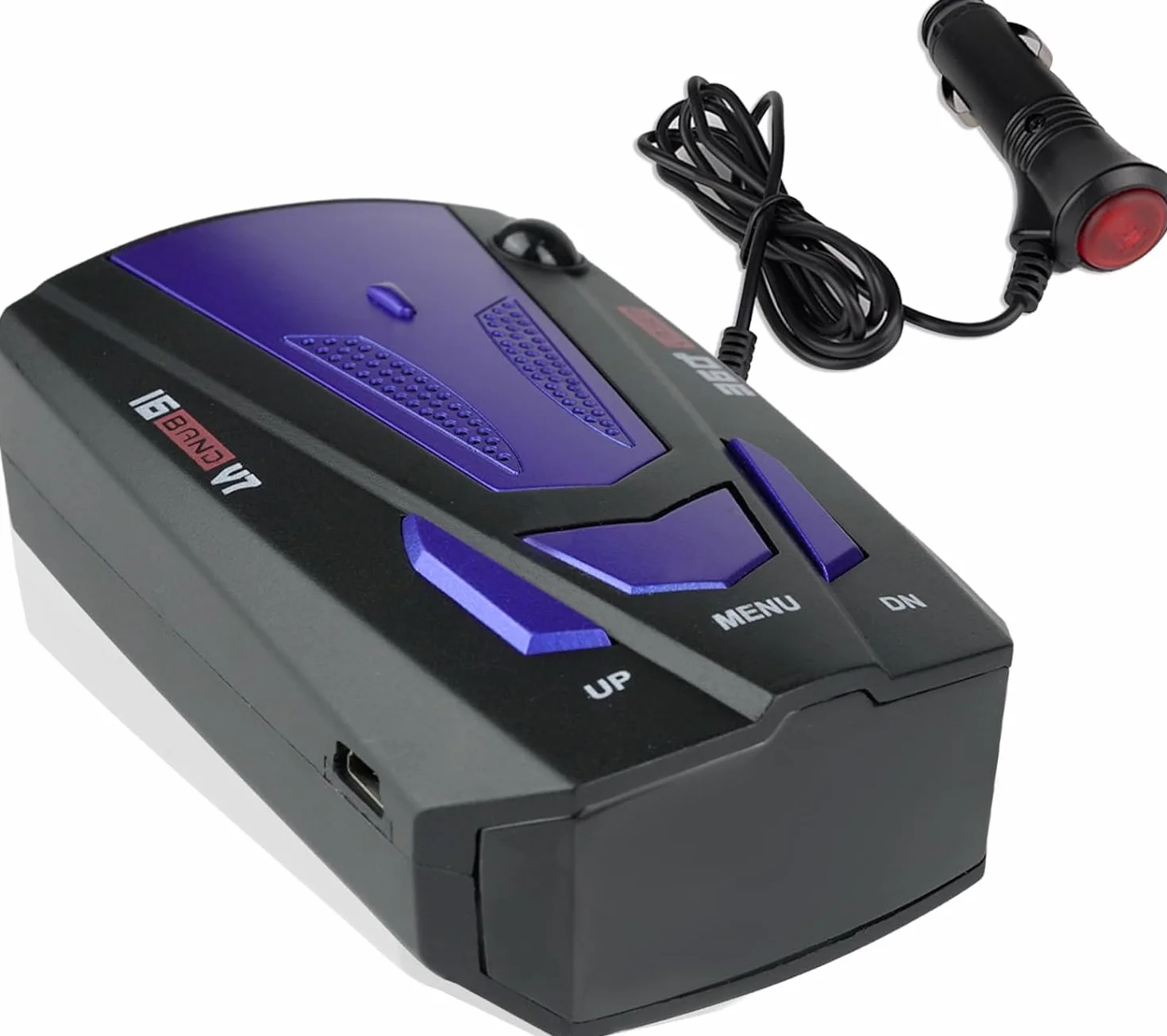 Rilevatore radar GPS V7 per auto, rilevatori radar, velocità messaggio vocale, sistema di allarme velocità veicolo, display a led, modalità città/autostrada, rilevamento auto a 360 gradi