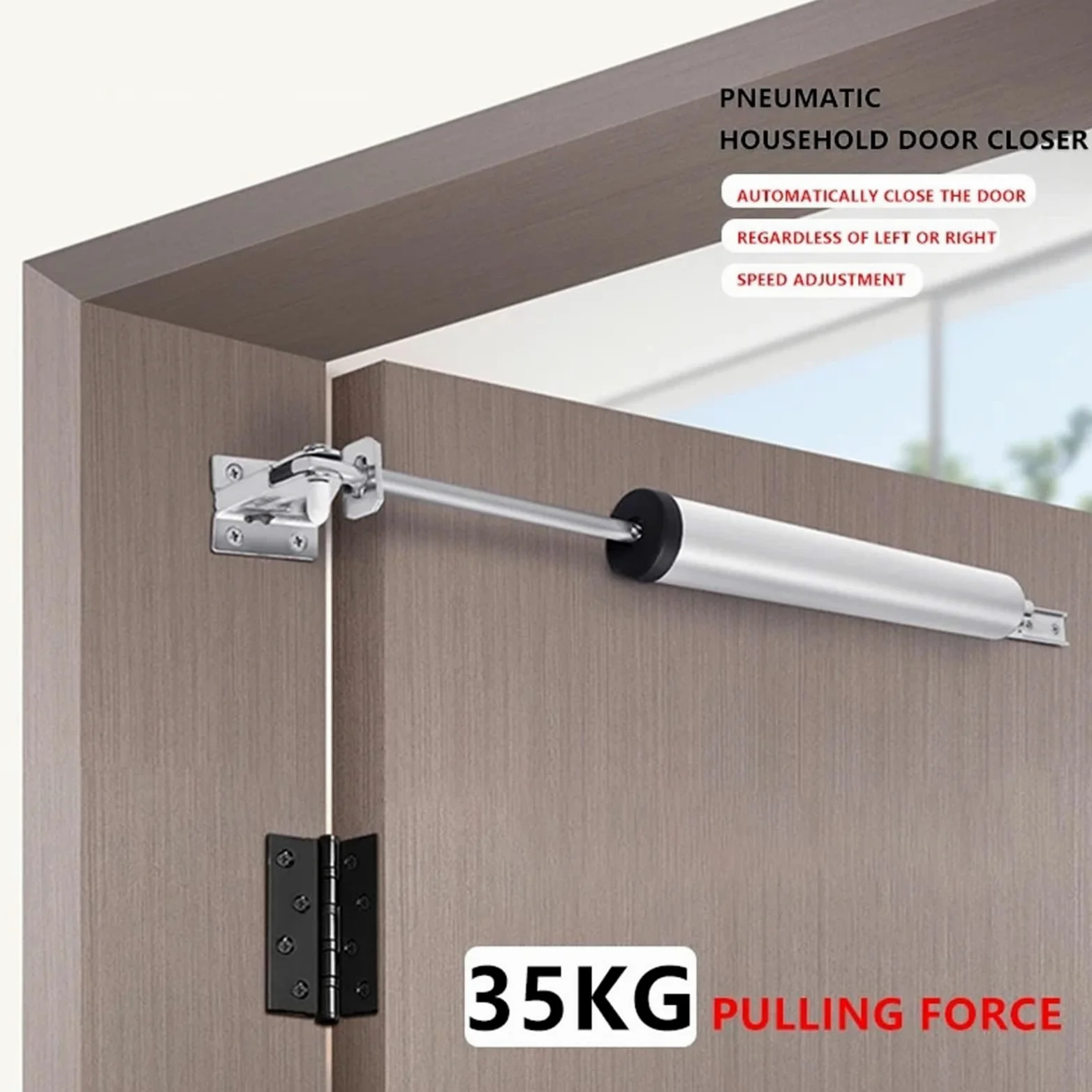 Chiudiporta Automatico Buffer Da 2 Pezzi 35KG Pneumatico Idraulico A Velocità Regolabile Posizionamento Più Vicino Hardware Staffa For Porta In Legno For Uso Domestico Per Porte(Brown)