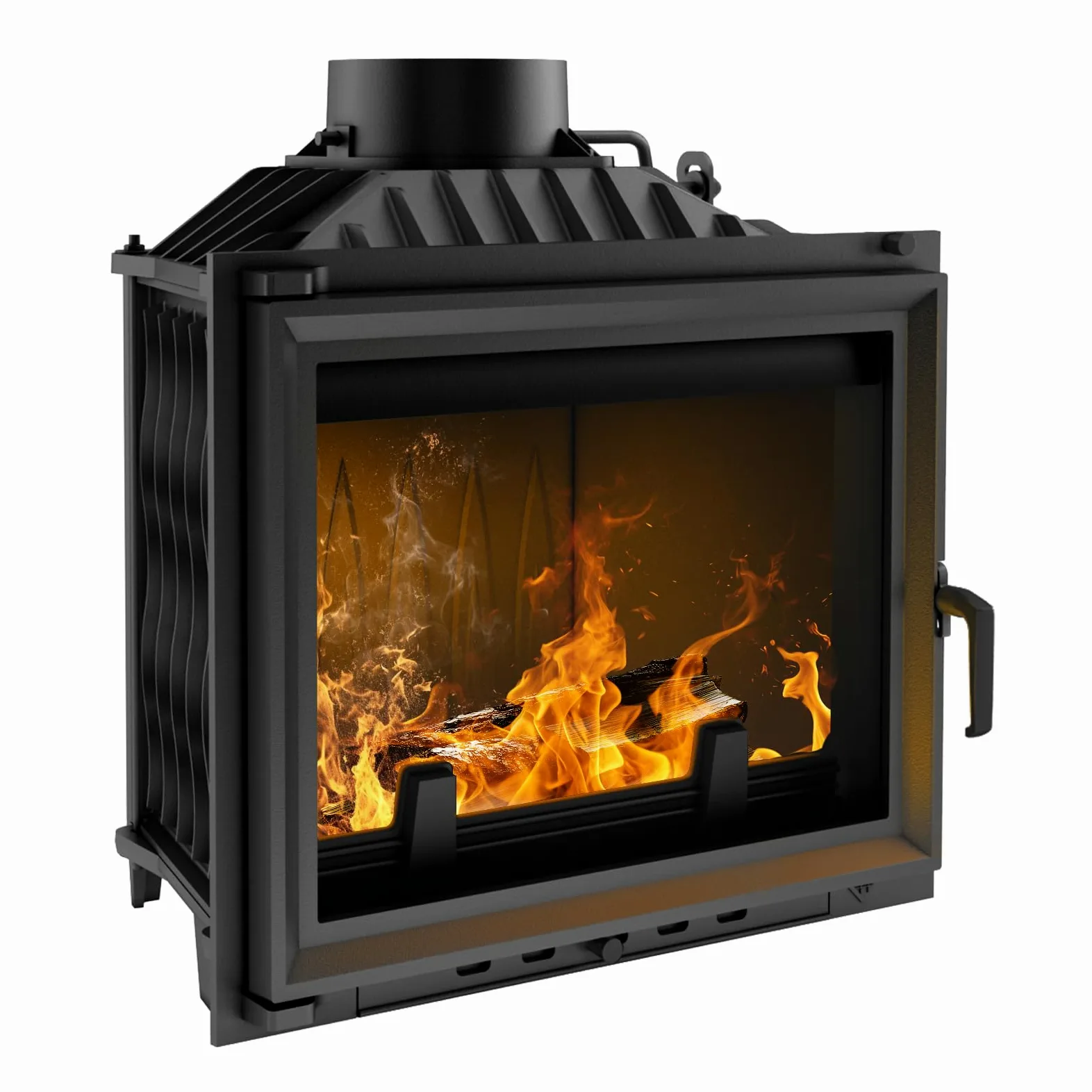 KRATKI ANTEK Camino a legna in ghisa 10kW Ø 180 - stufa a legna Classe energetica A - ECODESIGN, Efficienza termica 76% - Gamma di potenza 4,5-13kW - cestino della cenere & regolazione dell’aria