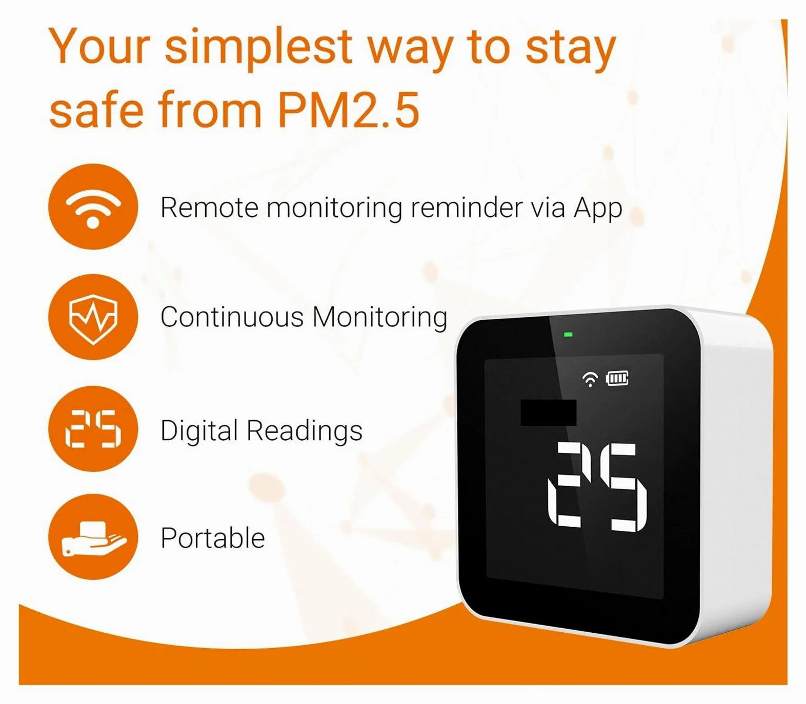Misuratore di monitoraggio a qualità 'aria for rilevatore formaldeide PM2.5 TVOC HCHO Registrazione dati in tempo reale,Alta Precisione