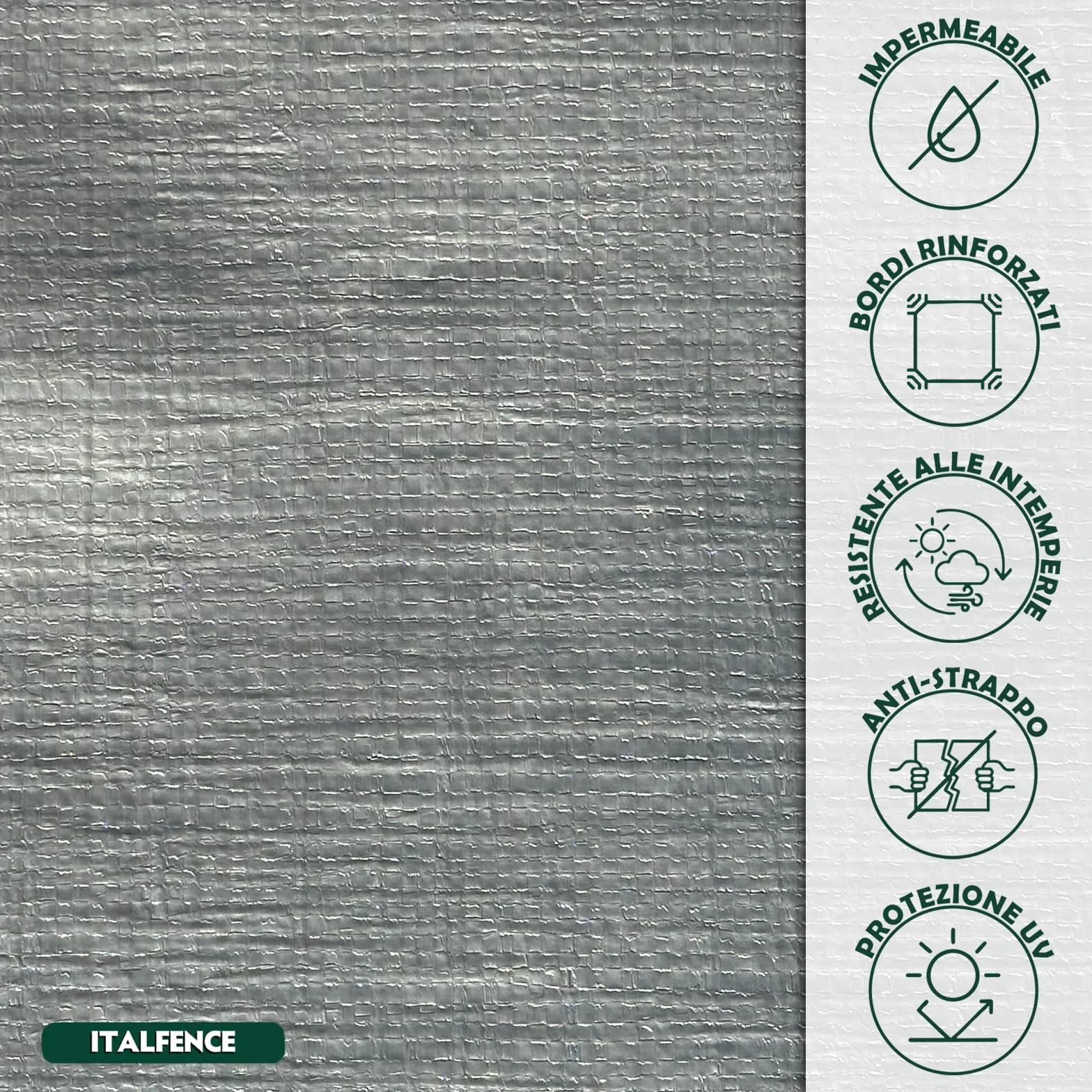 Telone impermeabile PE 250 g/m² grigio, occhiellato rinforzato [2 x 3 m]